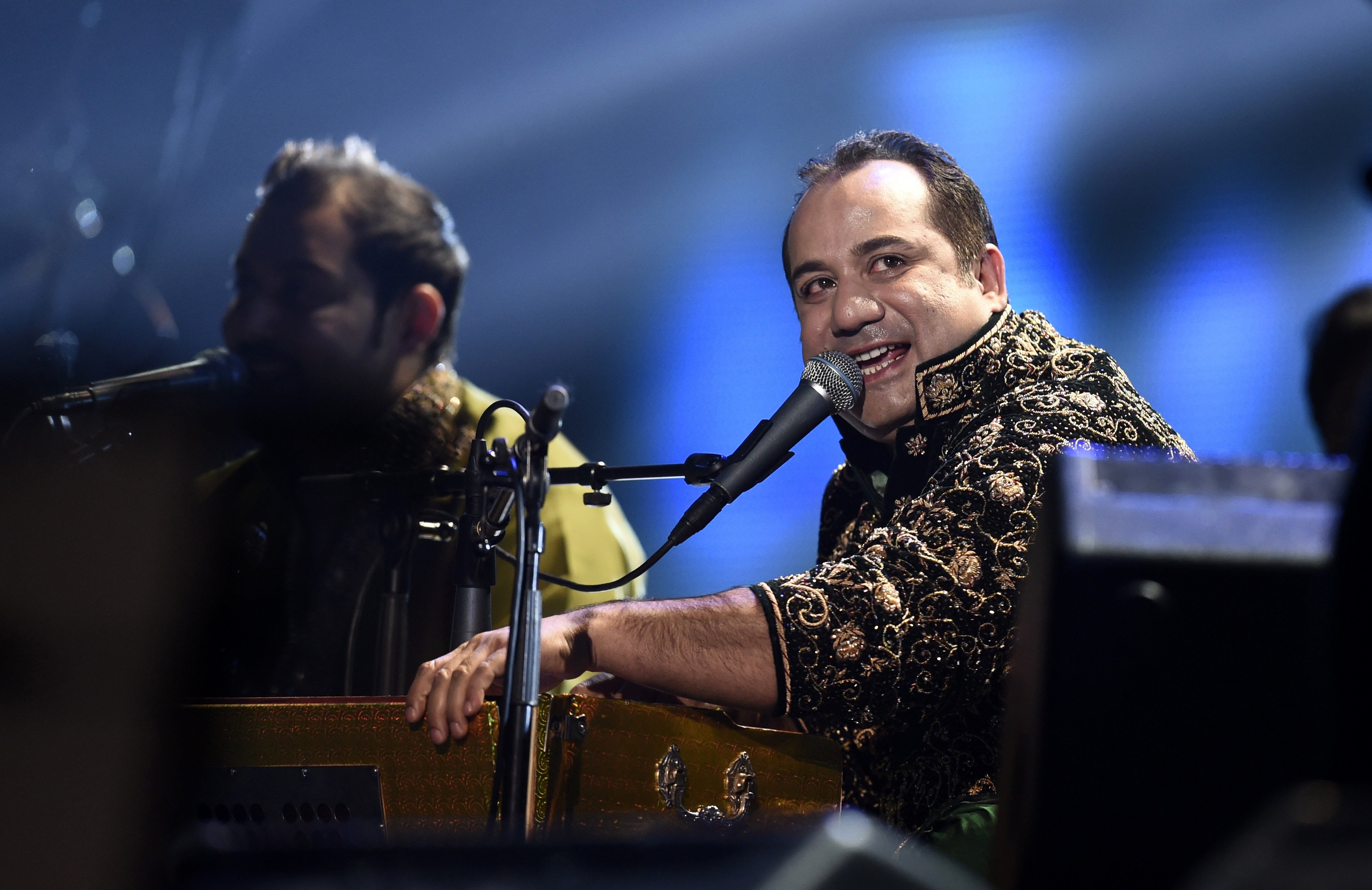 Pakistani singer Ustad Rahat Fateh Ali Khan performs at the Nobel Peace Prize Concert at the Oslo spectrum in 2014. Khan, one of the iconic singers of qawwali, a form of devotional music popular in Pakistan and beyond, was appointed as the trust’s ambassador by King Charles in 2017. Photo: AFP