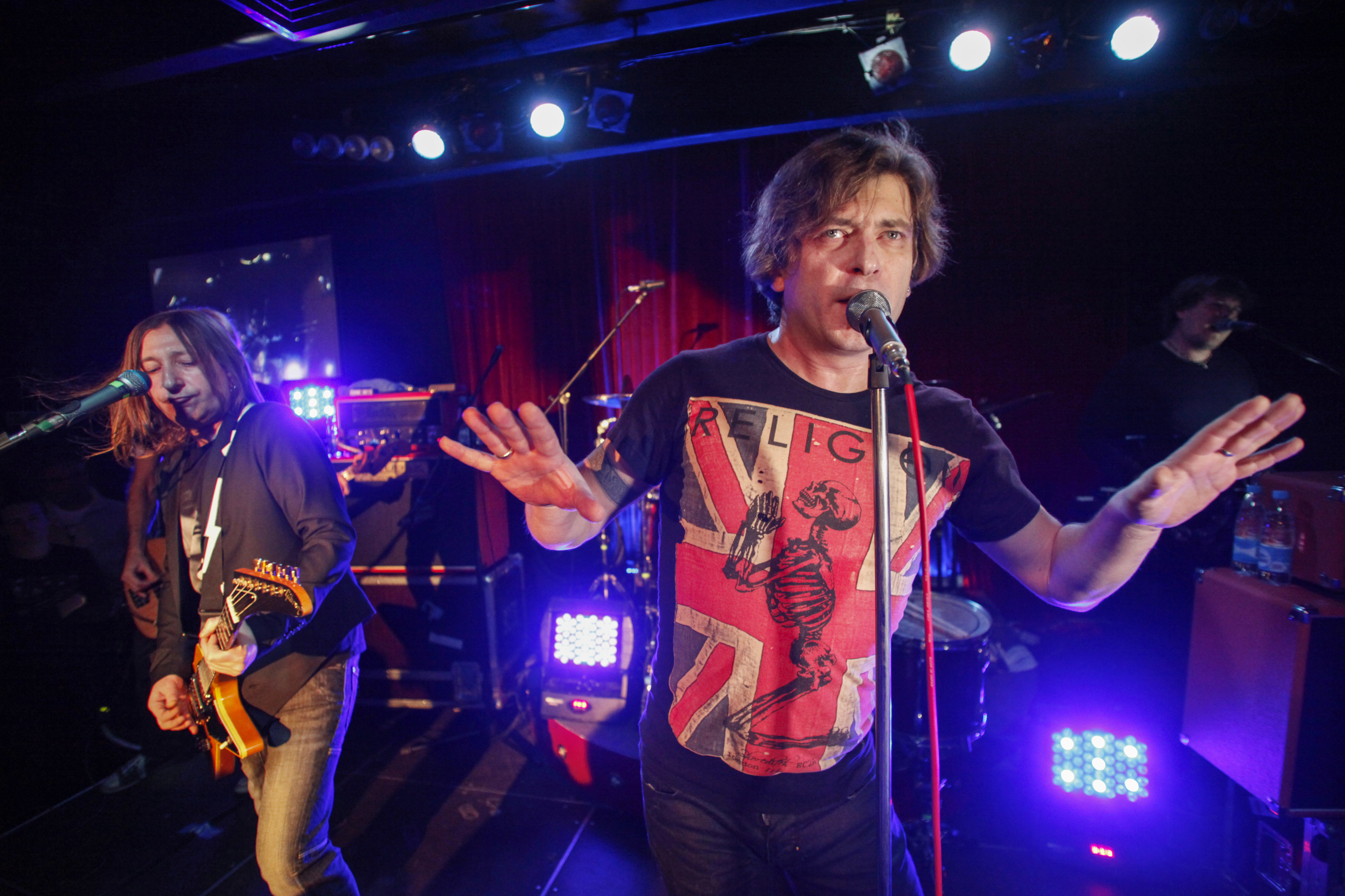 Members of the Bi-2 rock band perform at a concert in Moscow. File photo: AP