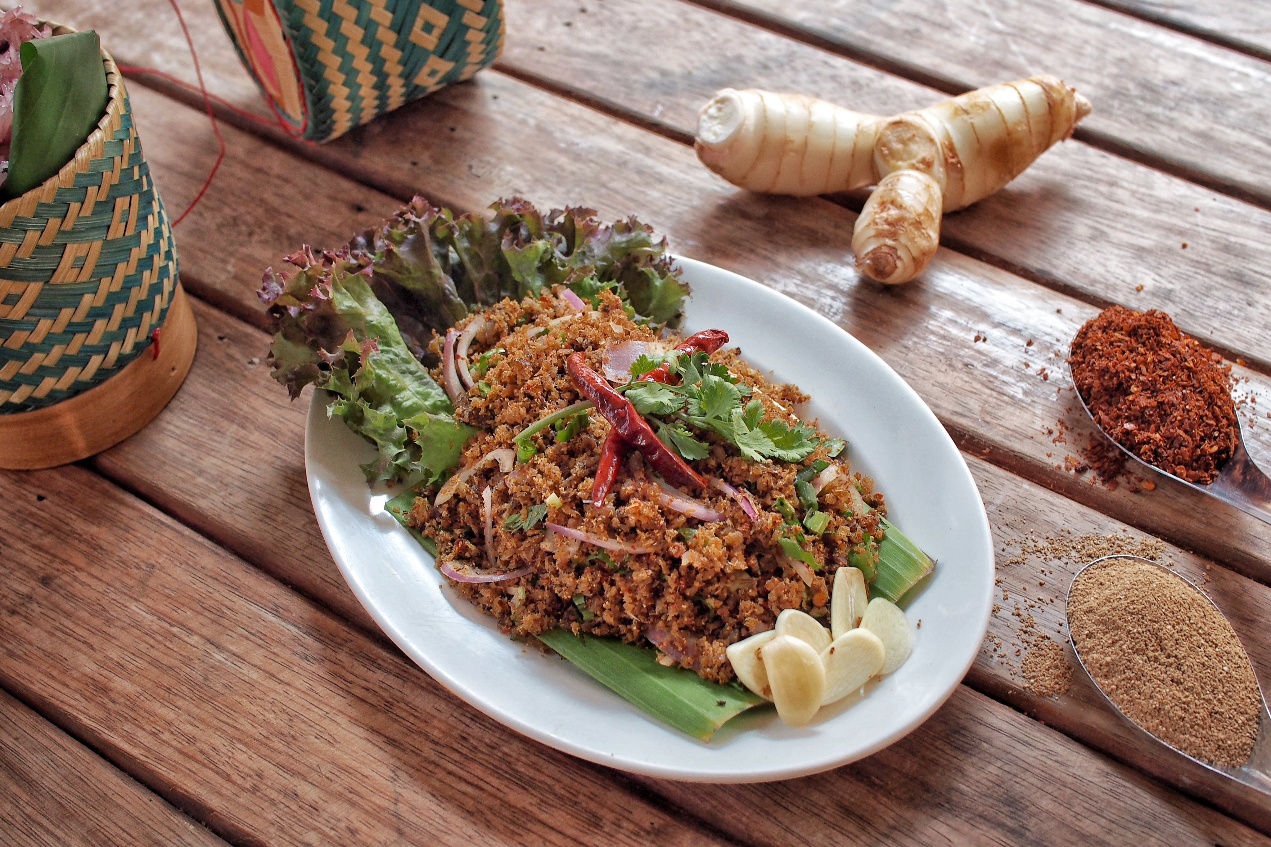Spicy minced catfish salad at Penlaos, a Michelin Bib Gourmand restaurant in northeastern Thailand. Photo: Penlaos