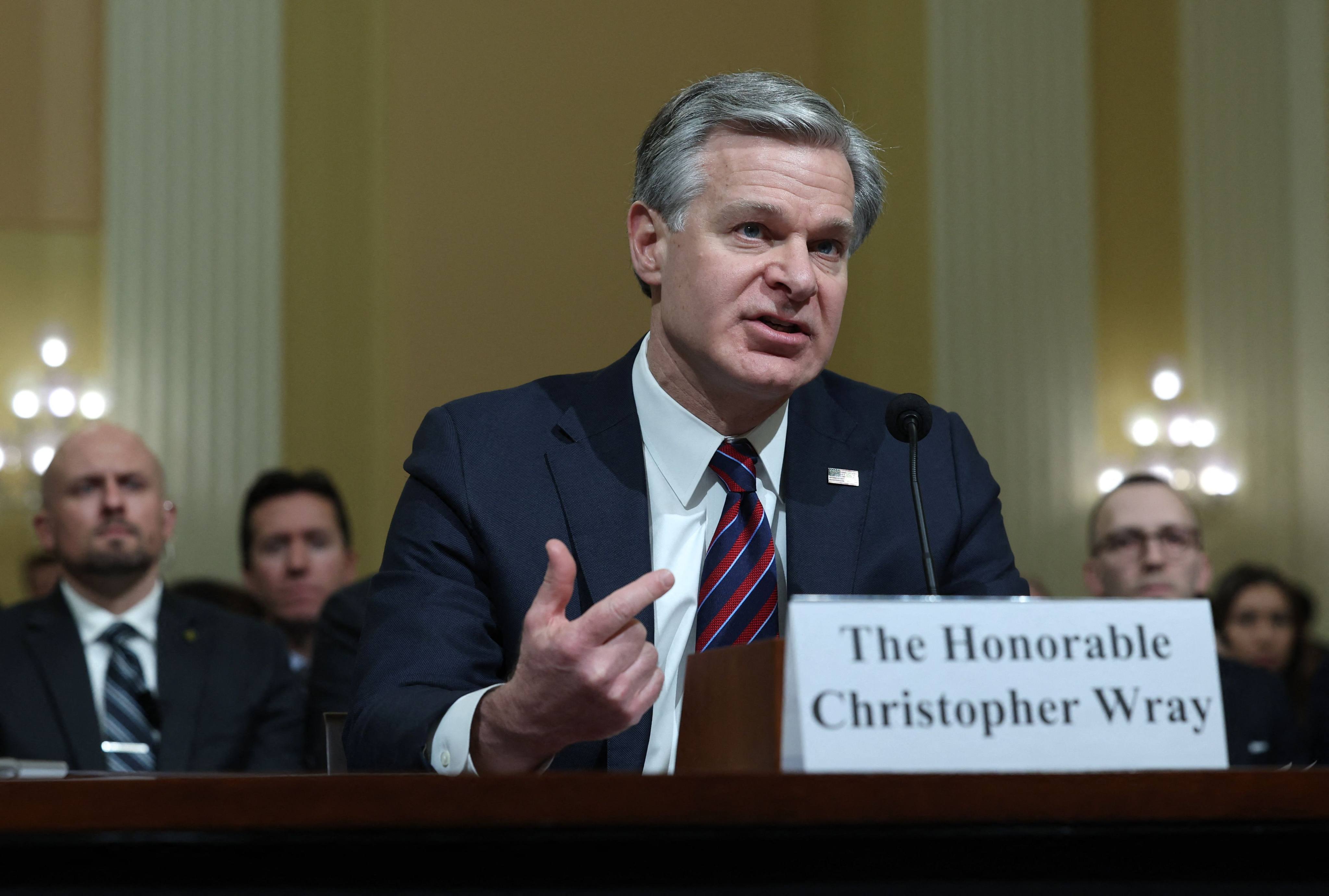 FBI Director Christopher Wray testifies before the House (Select) Strategic Competition Between the United States and the Chinese Communist Party Committee on Capitol Hill on Wednesday. Photo: AFP