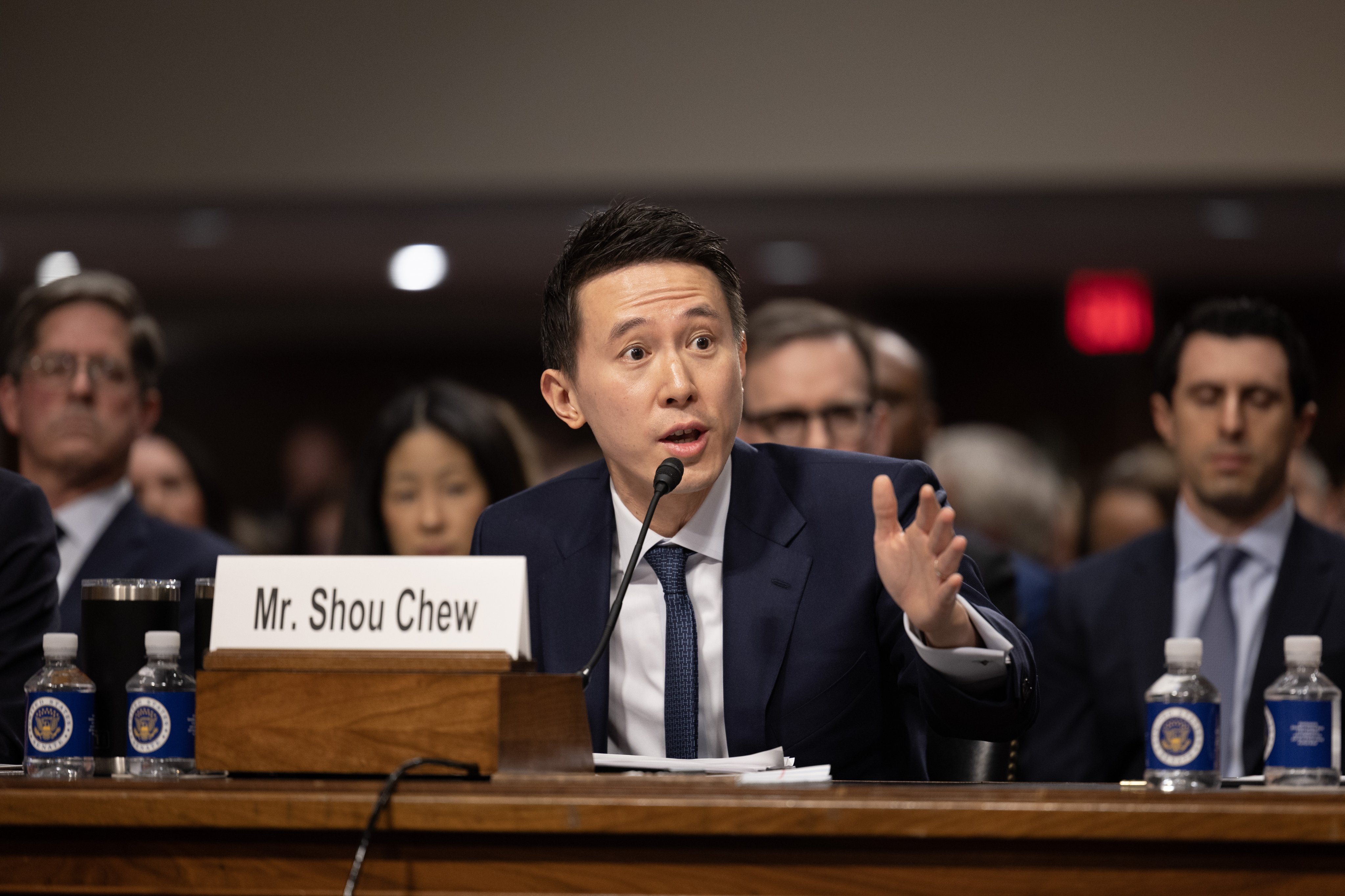 TikTok CEO Chew Shou Zi testifies before a US Senate Judiciary Committee hearing on protecting children from sexual exploitation online, in Washington, DC, on January 31. Photo: EPA-EFE