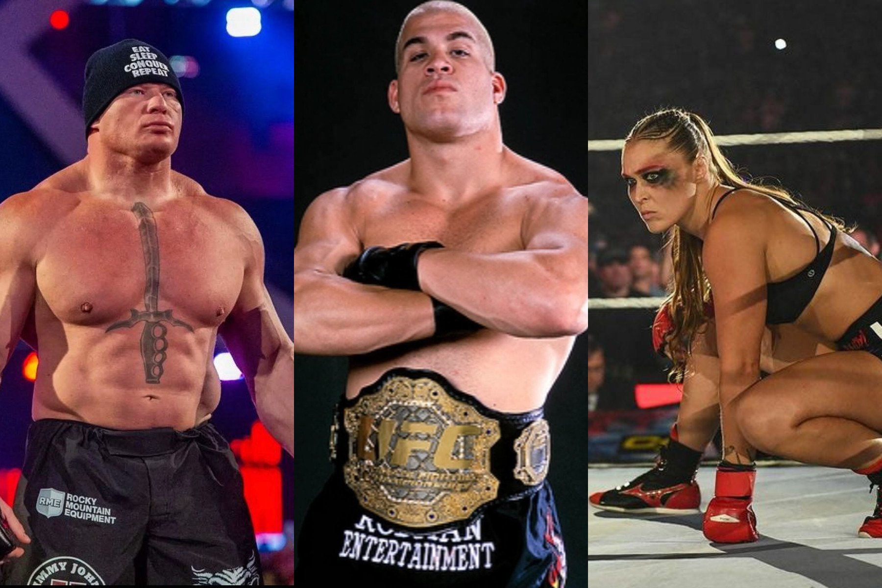 Brock Lesnar, Jacob “Tito” Ortiz and Ronda Rousey are three of the richest MMA fighters in the world – but who is the richest of them all? Photos: @brock._.lesnar, @jaytsandals and @titoortizig, @rondarousey/Instagram