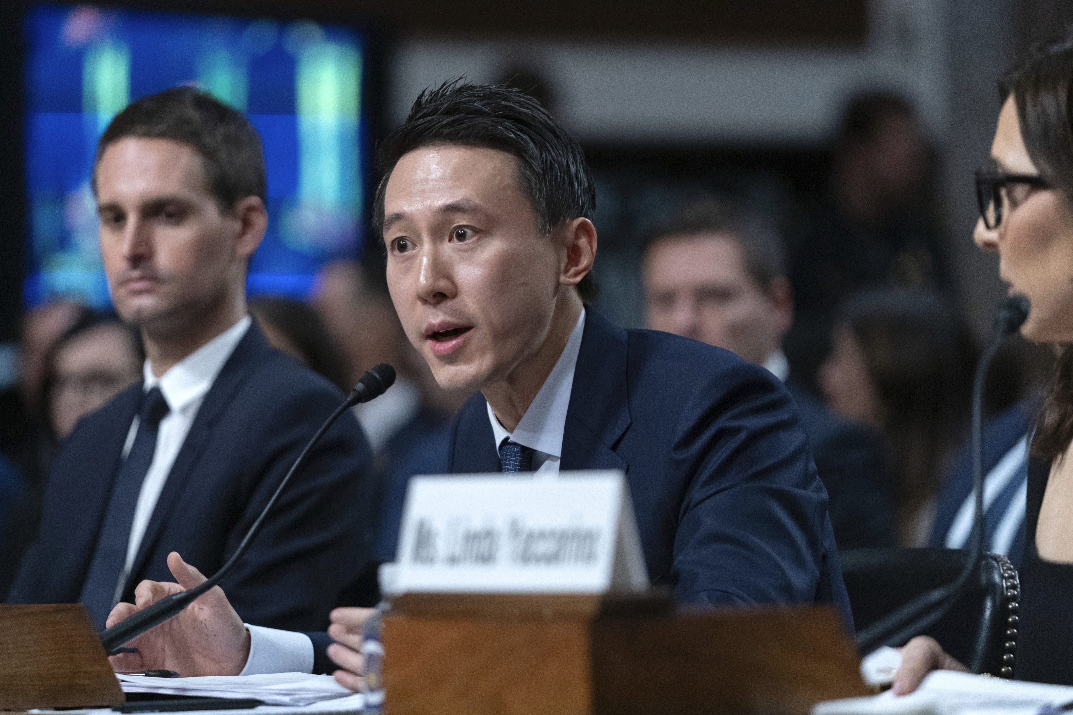 TikTok CEO Shou Zi Chew speaks during a Senate Judiciary Committee hearing with other social media platform heads on Capitol Hill in Washington, January 31, 2024. Photo: AP