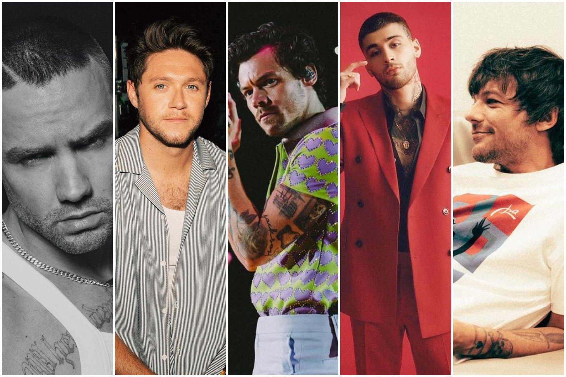 Pop boy band One Direction consists of members Liam Payne, Niall Horan, Harry Styles, Zayn Malik and Louis Tomlinson. Photos: @liampayne, @niallhoran, @harrystyles, @zayn, @louist91/Instagram