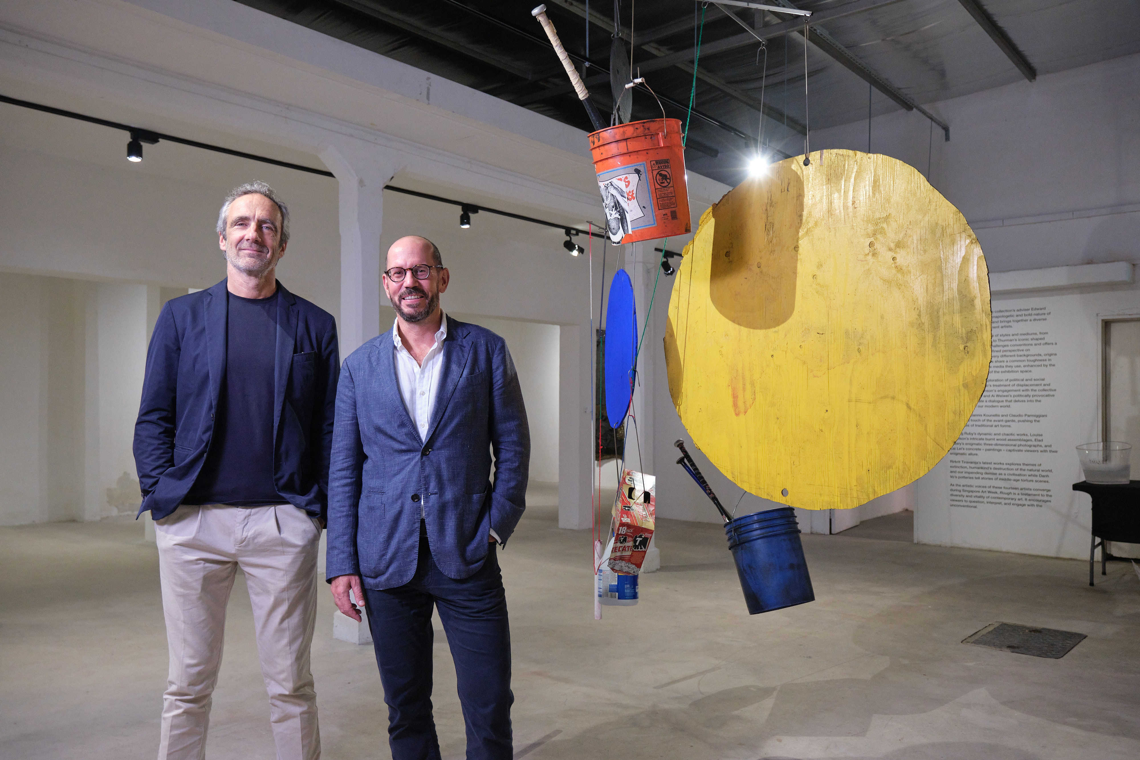 Singapore-based collector Pierre Lorinet (right) with Edward Mitterrand, curator of “Rough”, an exhibition at Gillman Barracks featuring works from Lorinet’s collection. Photo: Pierre Lorinet Collection