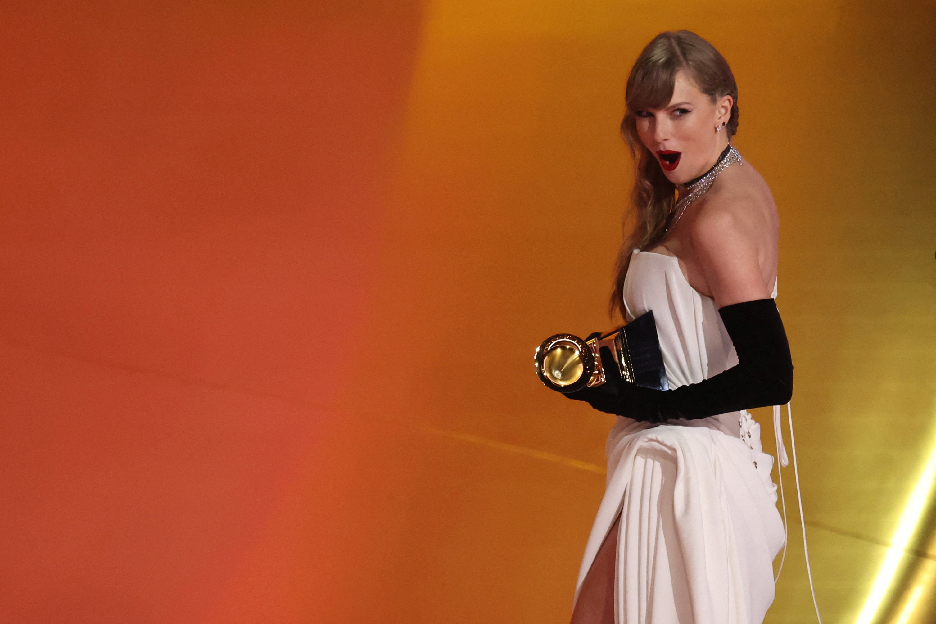 Taylor Swift won album of the year at the Grammy Awards for ‘Midnights’. Photo: Reuters