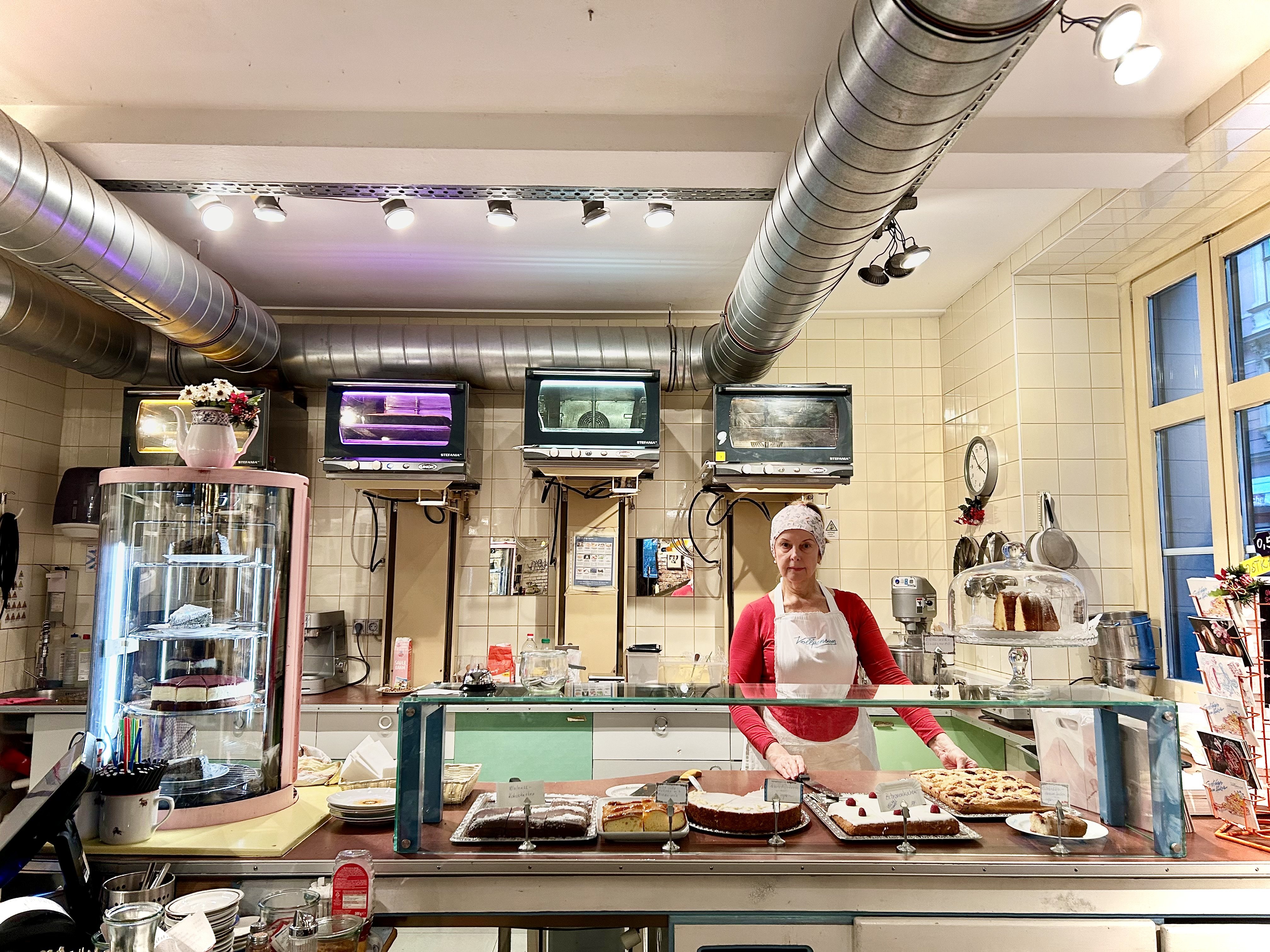 Staffed mostly with people above 60, the Vollpension Cafe in Vienna, Austria, offers homemade cakes and traditional recipes in a setting that feels like a grandparents’ living room. Photo: Shoaib Shafi