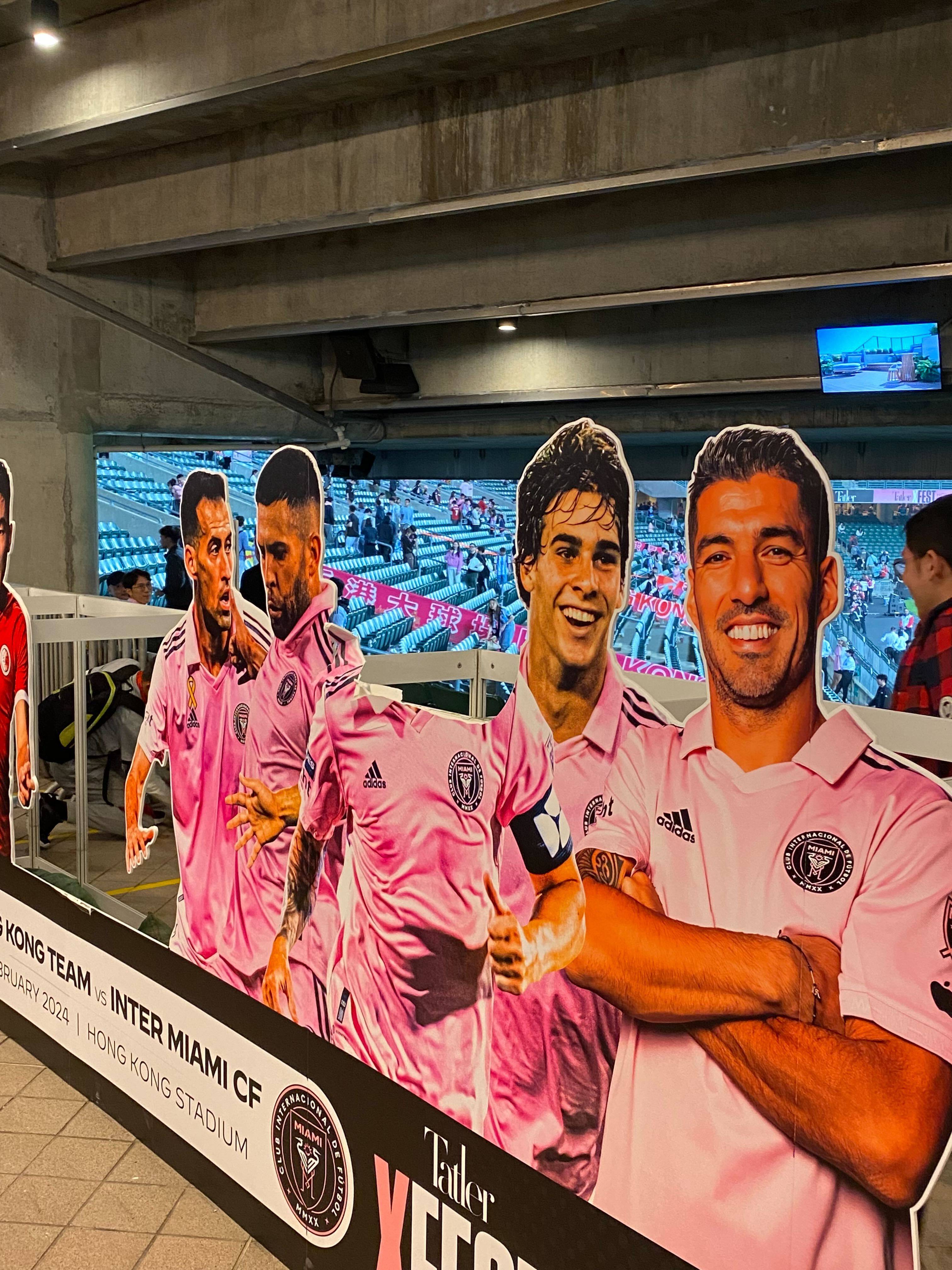 Lionel Messi’s head was torn off an advertising display at Hong Kong Stadium. Photo: Ezra Cheung