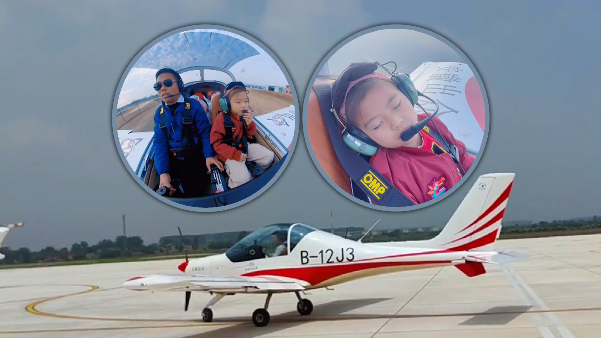 A father in China beats the mainland’s annual Spring Festival traffic by flying his daughter to their hometown in a small plane. Photo: SCMP composite/Douyin/Baidu