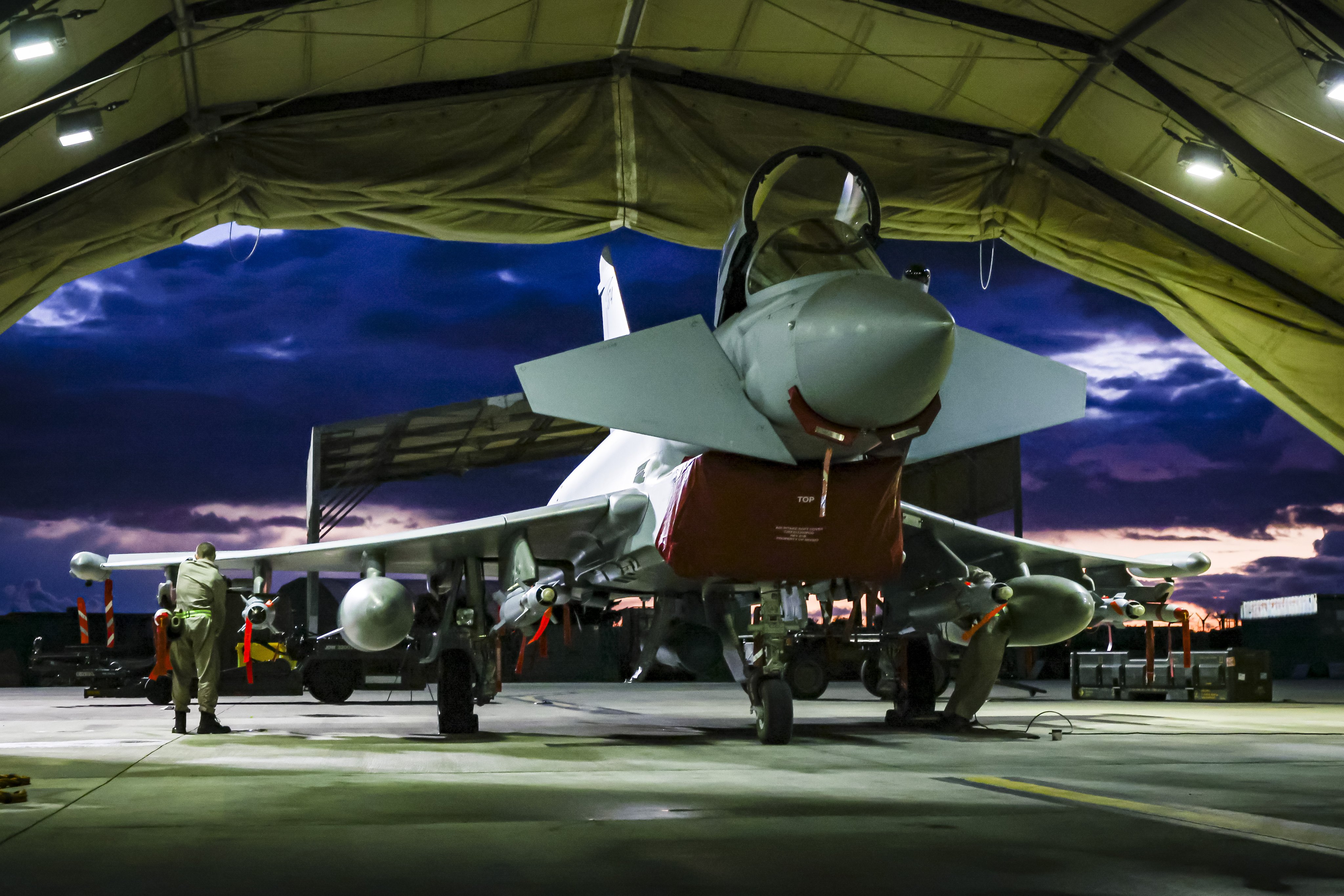 A British Royal Air Force aircraft prepares to take off from Cyprus to conduct further strikes against Houthi targets on February 3. Photo: MoD Crown/EPA-EFE
