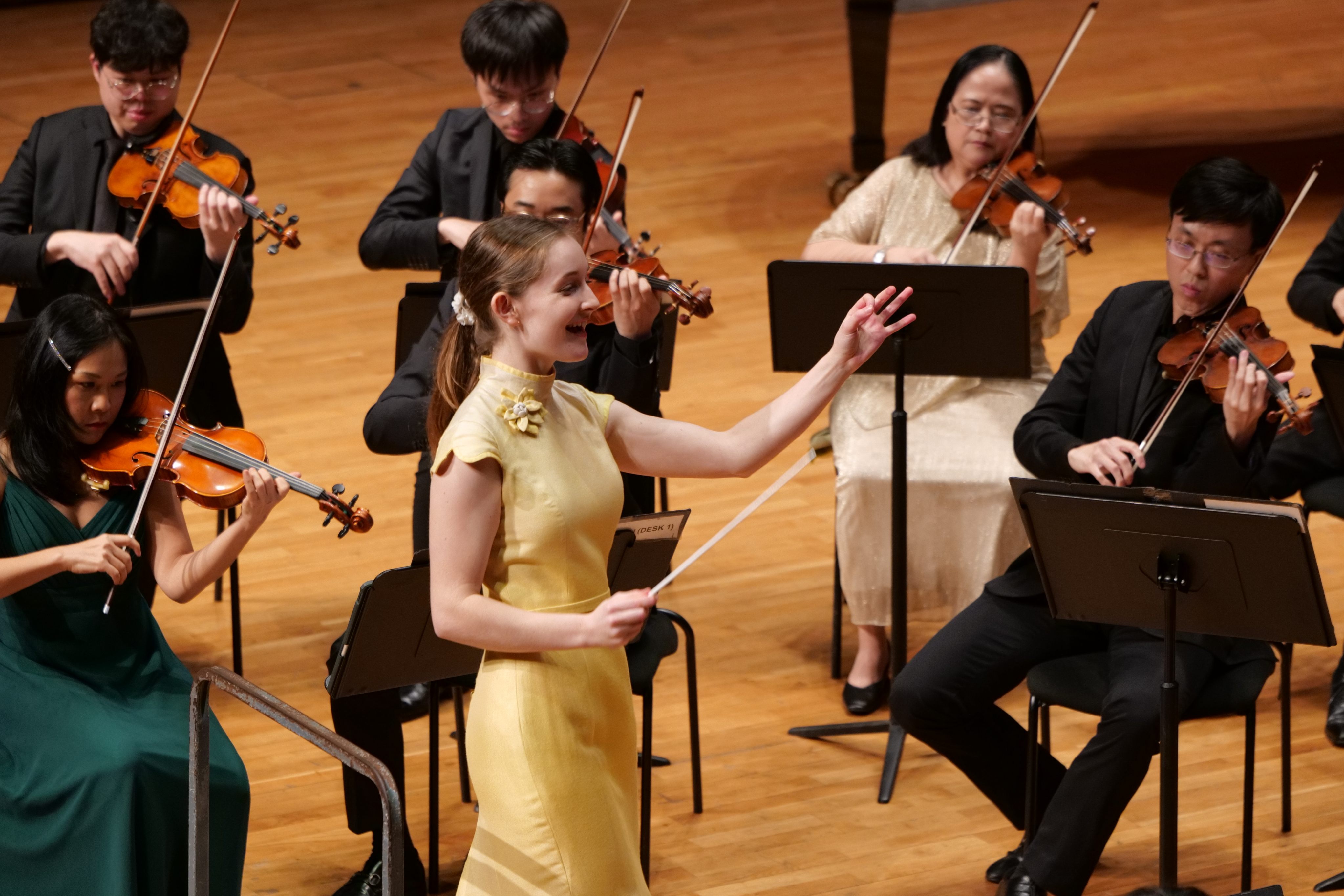 Alma Deutscher, 18, showed conducts the City Chamber Orchestra of Hong Kong in a performance of her work Waltz of the Sirens at Hong Kong City Hall Concert Hall on February 4. Photo: CCOHK