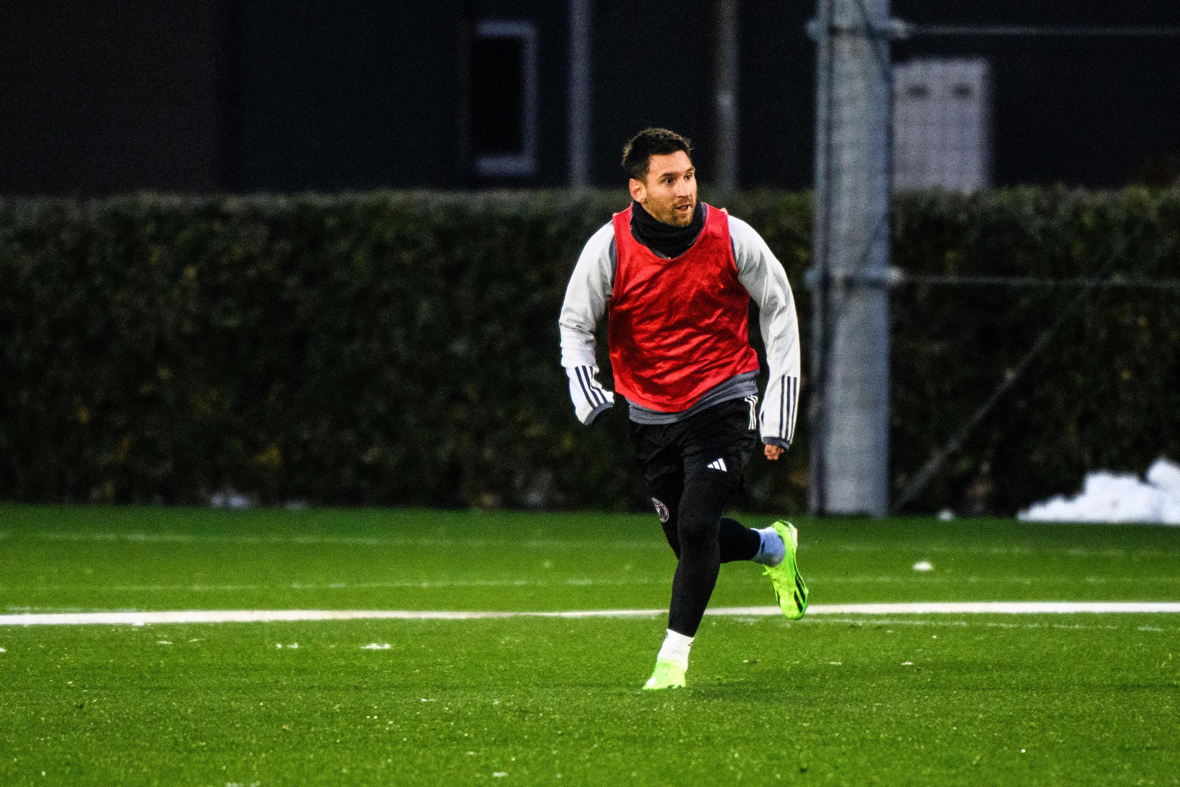 Lionel Messi takes part in Inter Miami’s  training session east of Tokyo on Tuesday. Photo: AFP