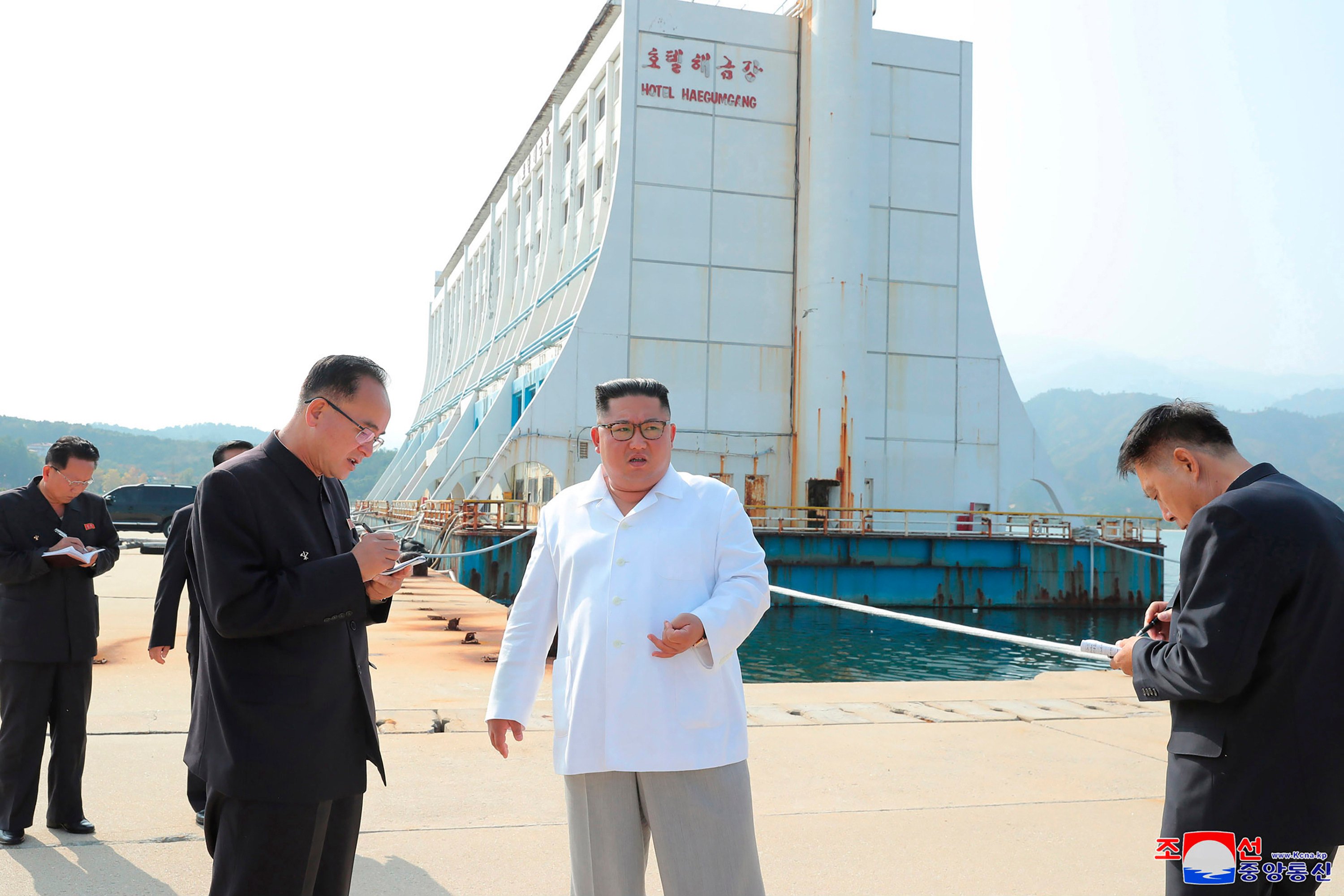 North Korean leader Kim Jong-un visits the Mount Kumgang tourism project in 2019. He reportedly called the resort “shabby” and “unpleasant-looking” at the time. Photo: Korean Central News Agency/Korea News Service via AP