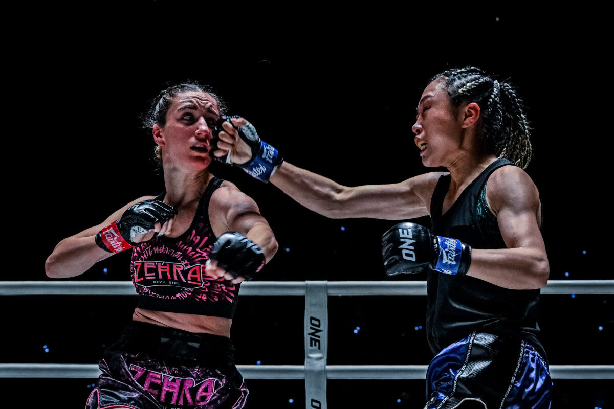 Hong Kong’s Yu Yau-pui punches Zehra Dogan during their ONE Friday Fights 42. Photo: ONE Championship