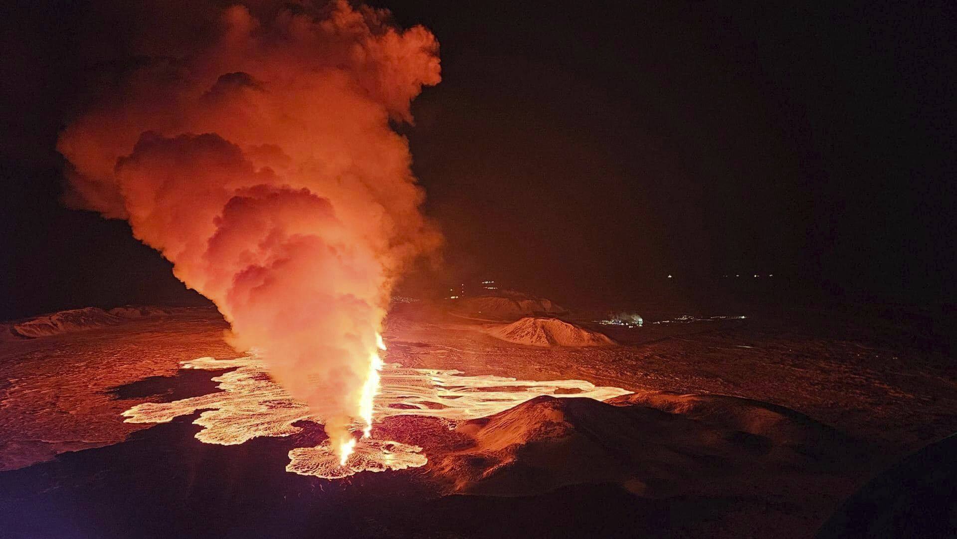 Iceland’s Meteorological Office says a volcano is erupting in the southwestern part of the country. Photo: AP