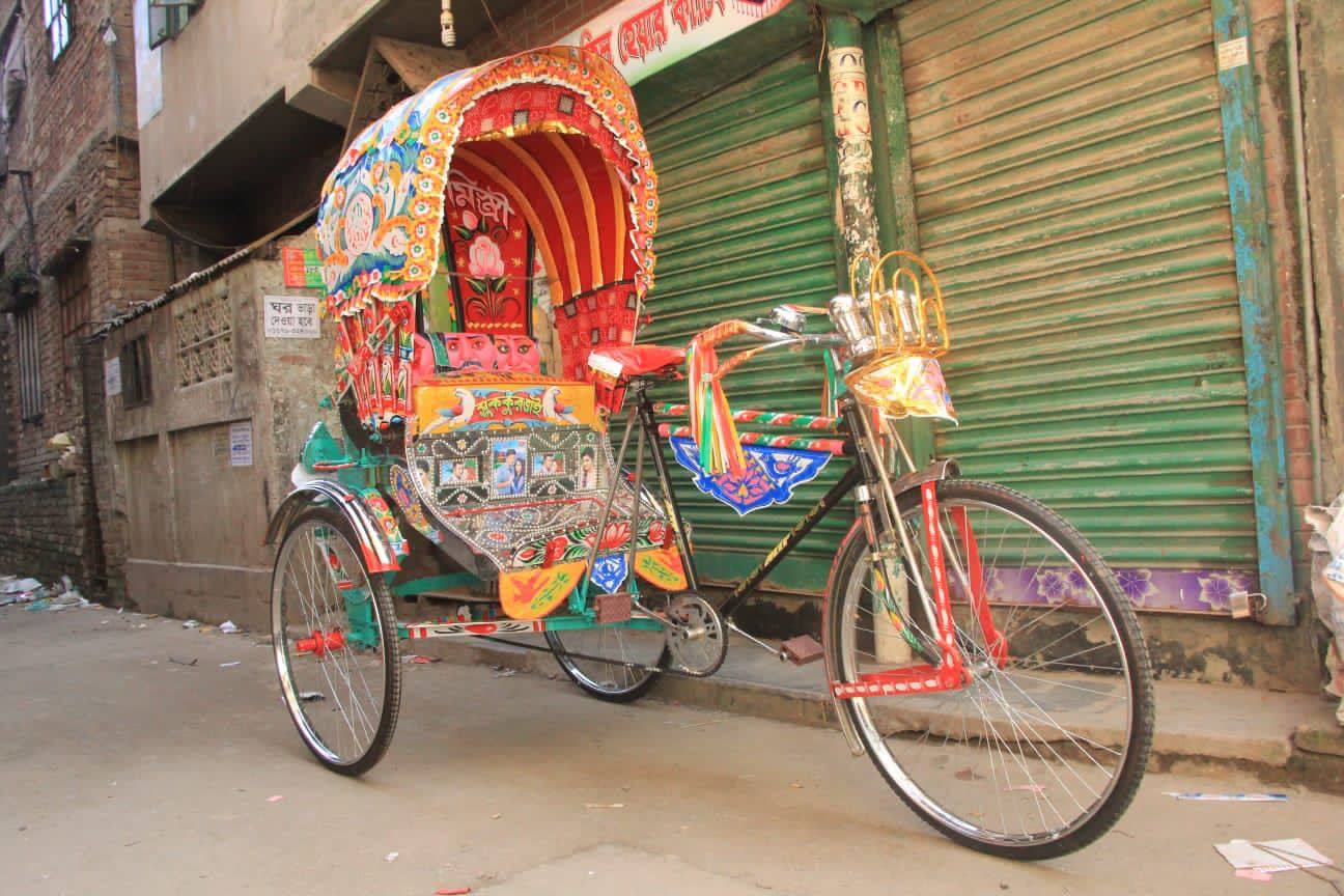 Every rickshaw is decorated creatively from the collapsible hood to the searts, backs and handlebars. Photo: Armin Hossen