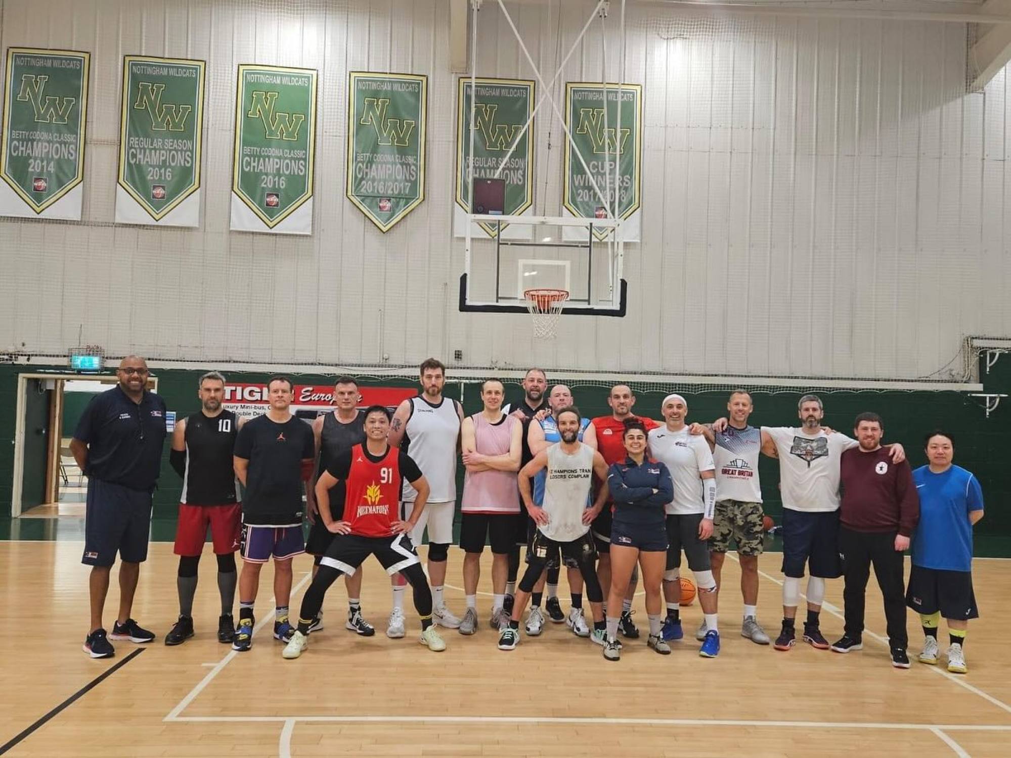 Dale Li (fifth from left) made the cut with the Great Britain Maxibasketball (M45+) team. Photo: Handout