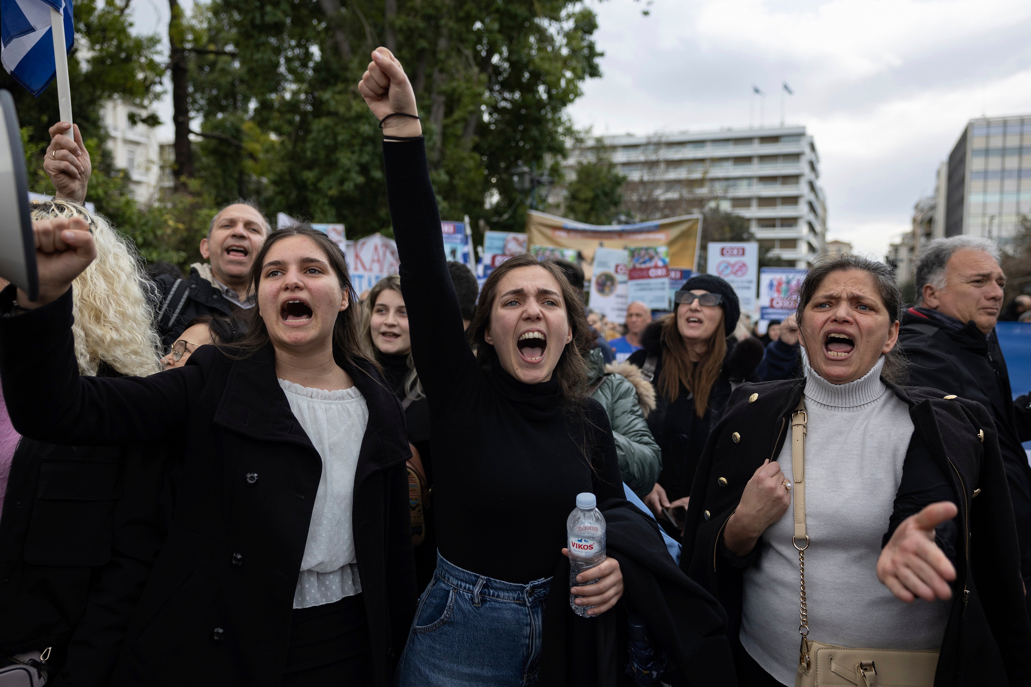 Protesters shout slogans during a rally against same-sex marriage. Greece had been condemned for anti-gay discrimination by the European Court of Human Rights in 2013, after gay couples were excluded from a prior civil unions law in 2008. Photo: AP
