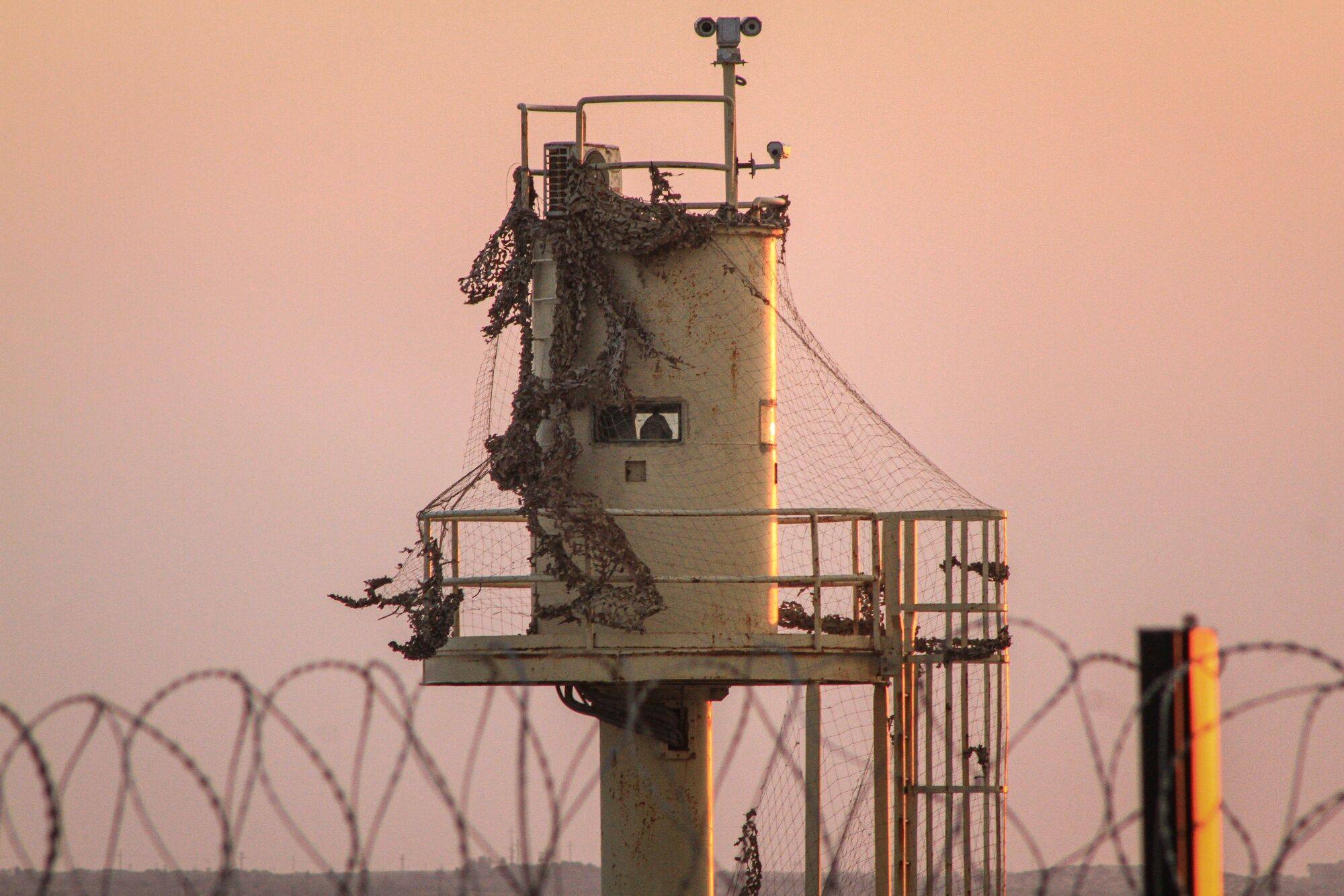 An Egyptian army observation post on the border with Egypt in Rafah, Gaza Strip. Photo: Bloomberg