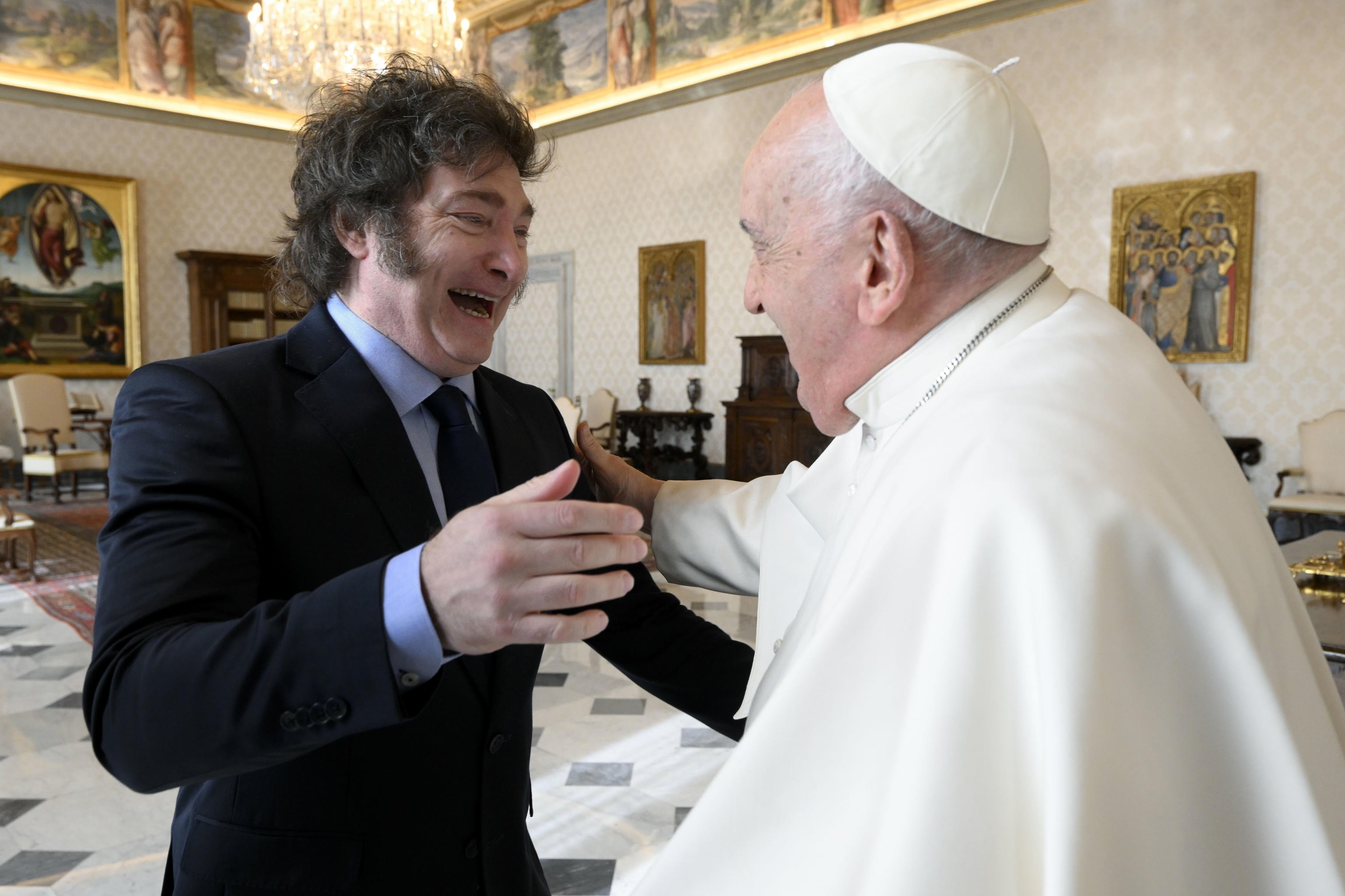 Pope Francis receives Argentina’s President Javier Milei during an audience at the Vatican City. Photo: EPA-EFE
