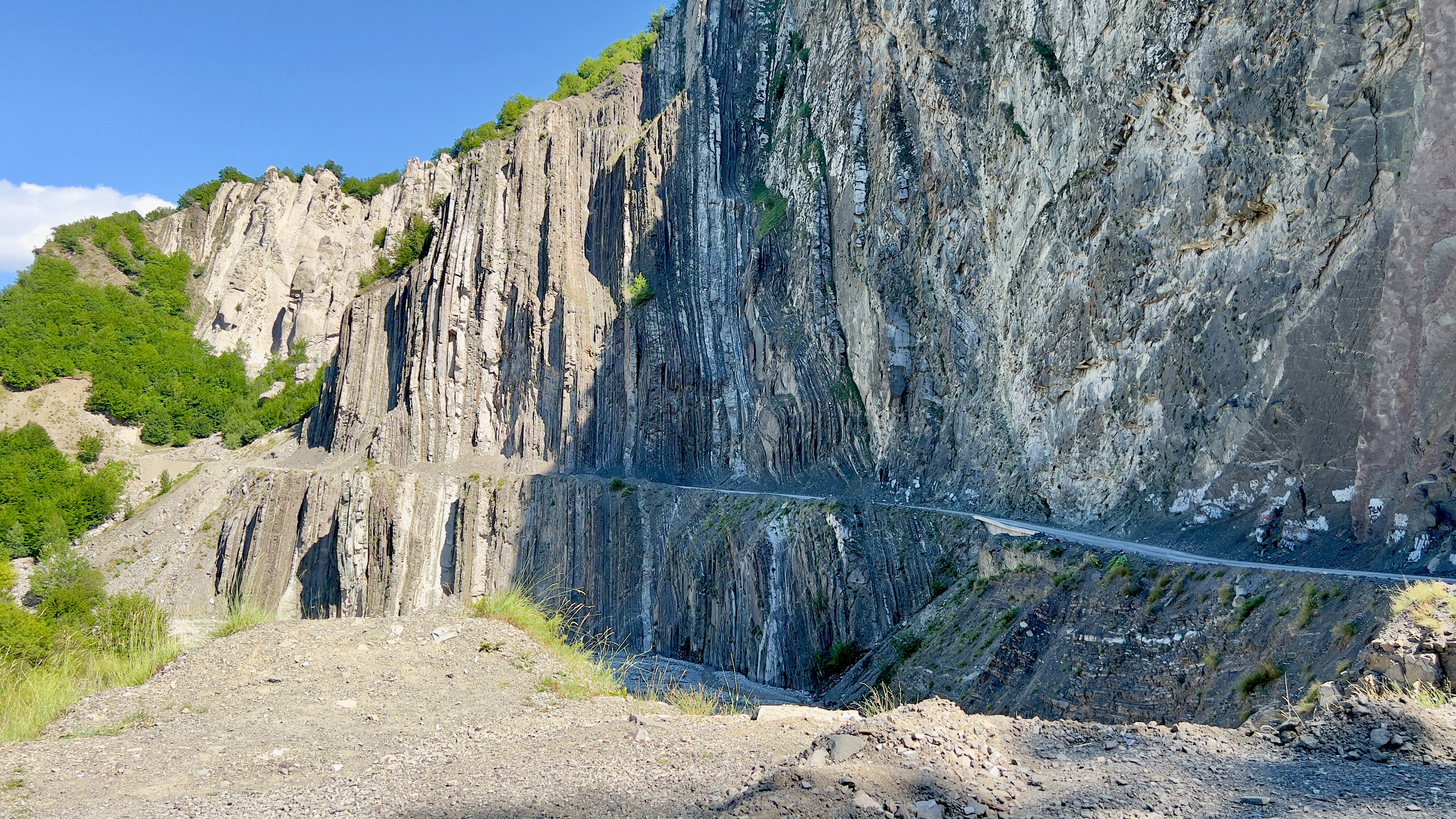 The sometime hair-raising road to the Azerbaijani mountain village of Lahic, is sometimes carved into sheer cliff. Photo: Peter Neville-Hadley
