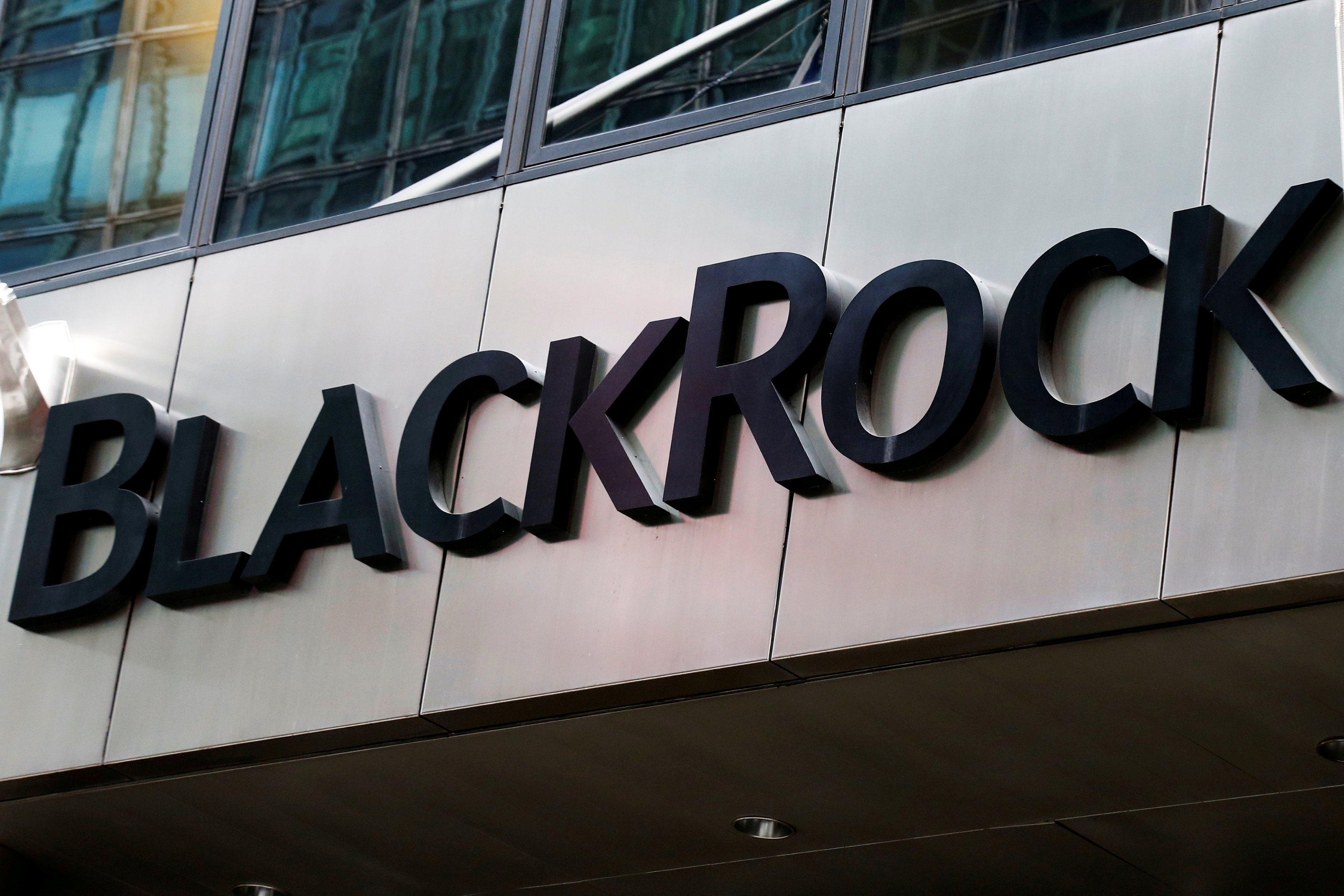 The BlackRock logo is seen outside of its offices in New York City, U.S. Photo: Reuters