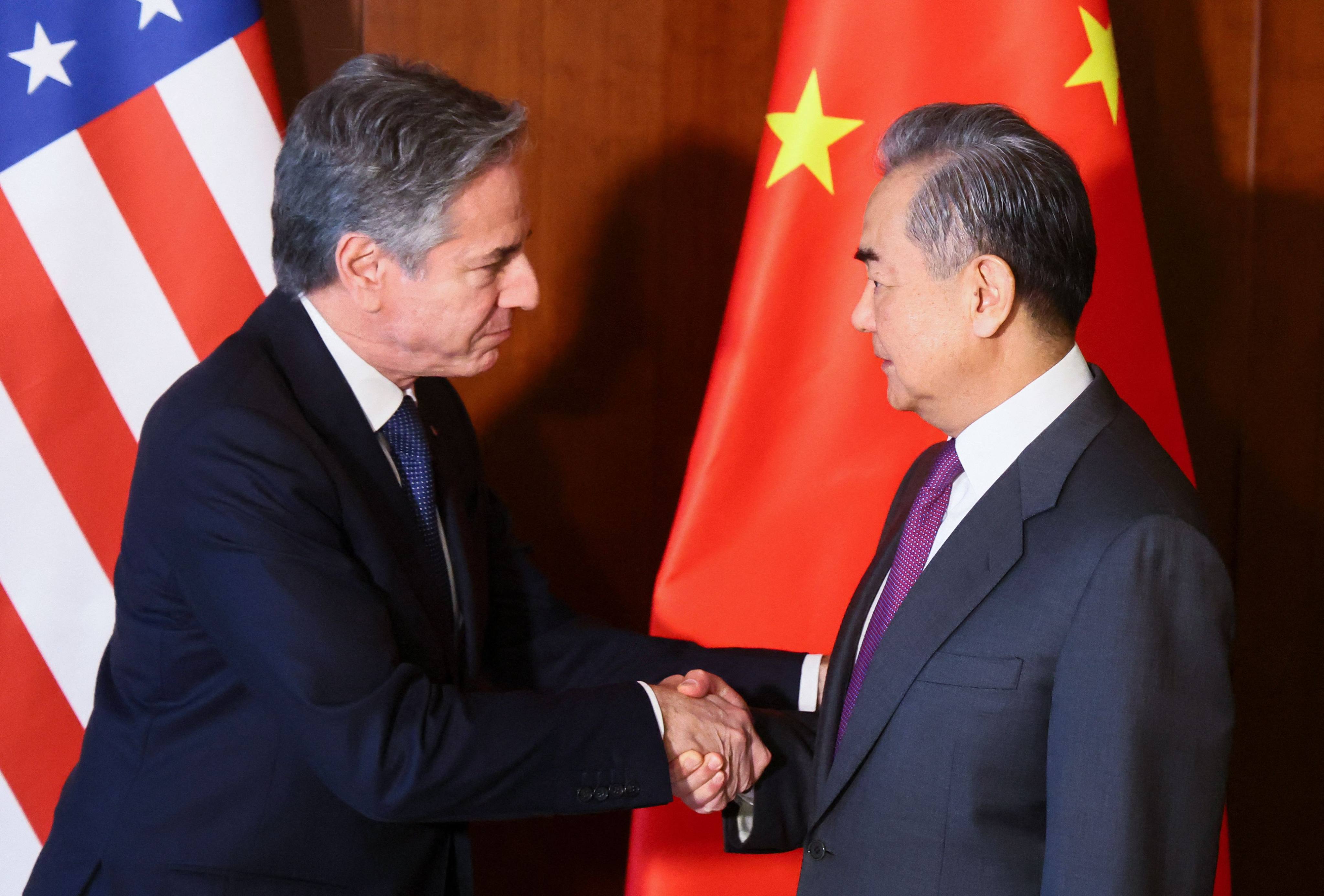 US Secretary of State Antony Blinken  and Chinese Foreign Minister Wang Yi meet at the 60th Munich Security Conference in Germany on Friday. Photo: AFP