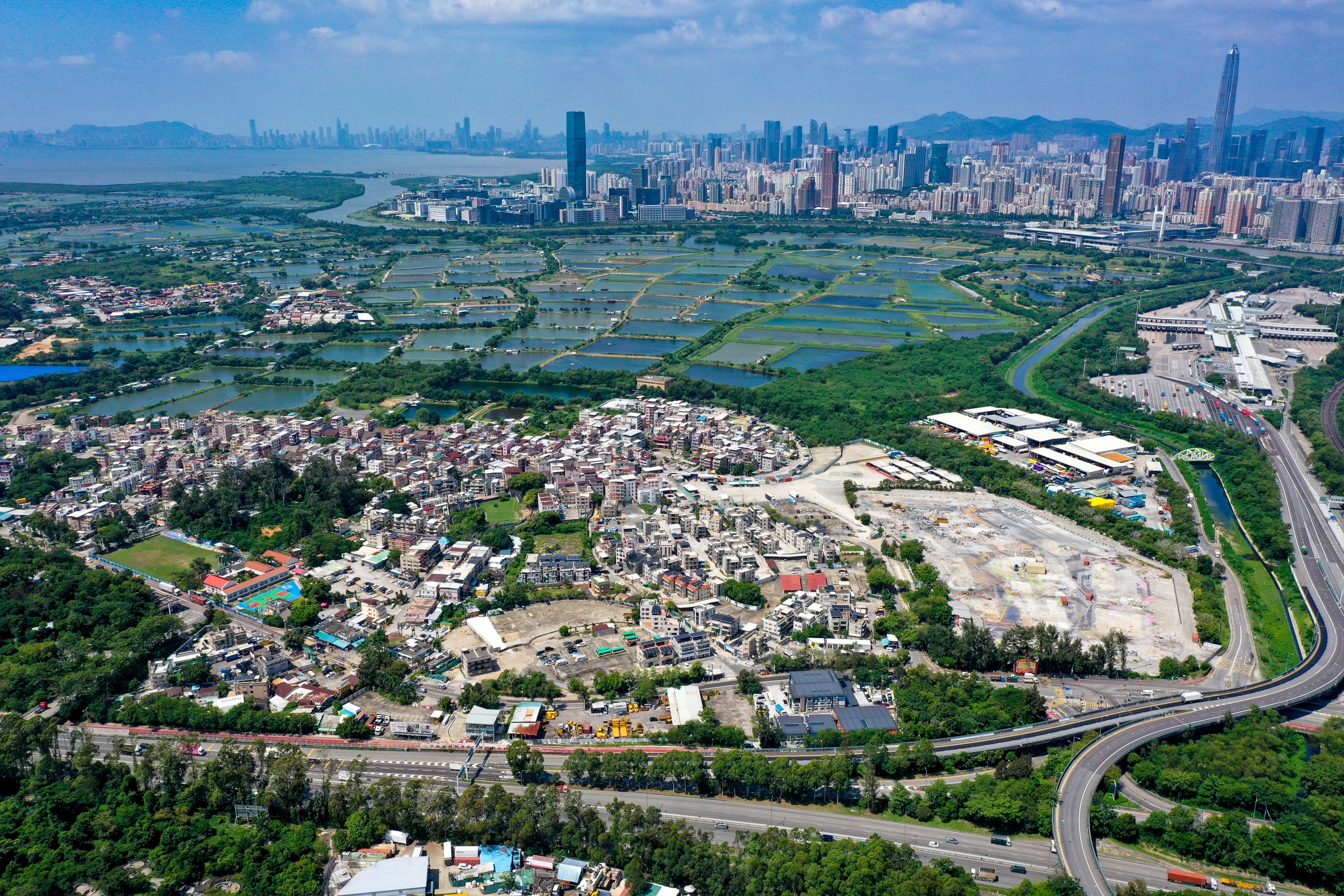 An aerial view of San Tin in the New Territories, close to the border with mainland China. Photo: Winson Wong