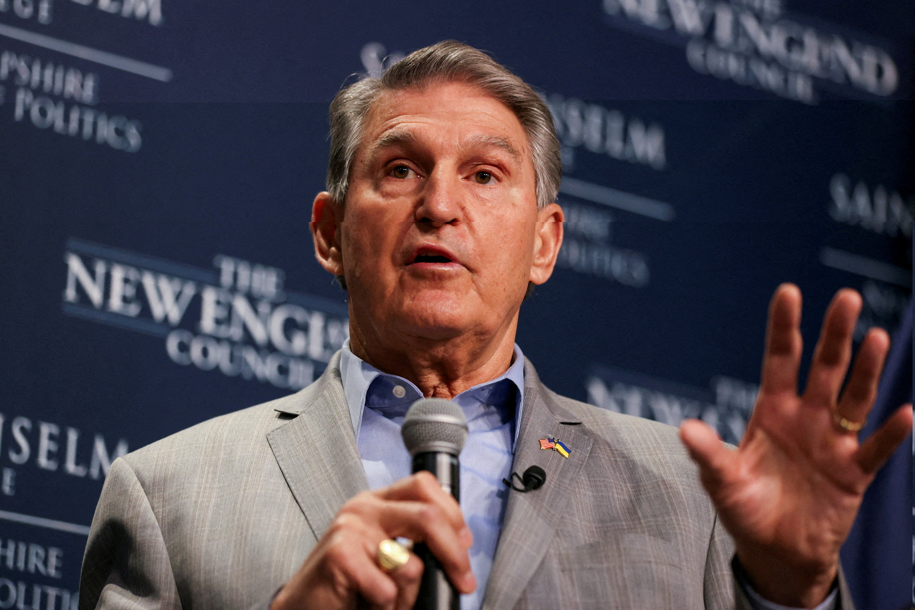 US Senator Joe Manchin speaks at The New Hampshire Institute of Politics at Saint Anselm College in Manchester, New Hampshire, in January. Photo: Reuters