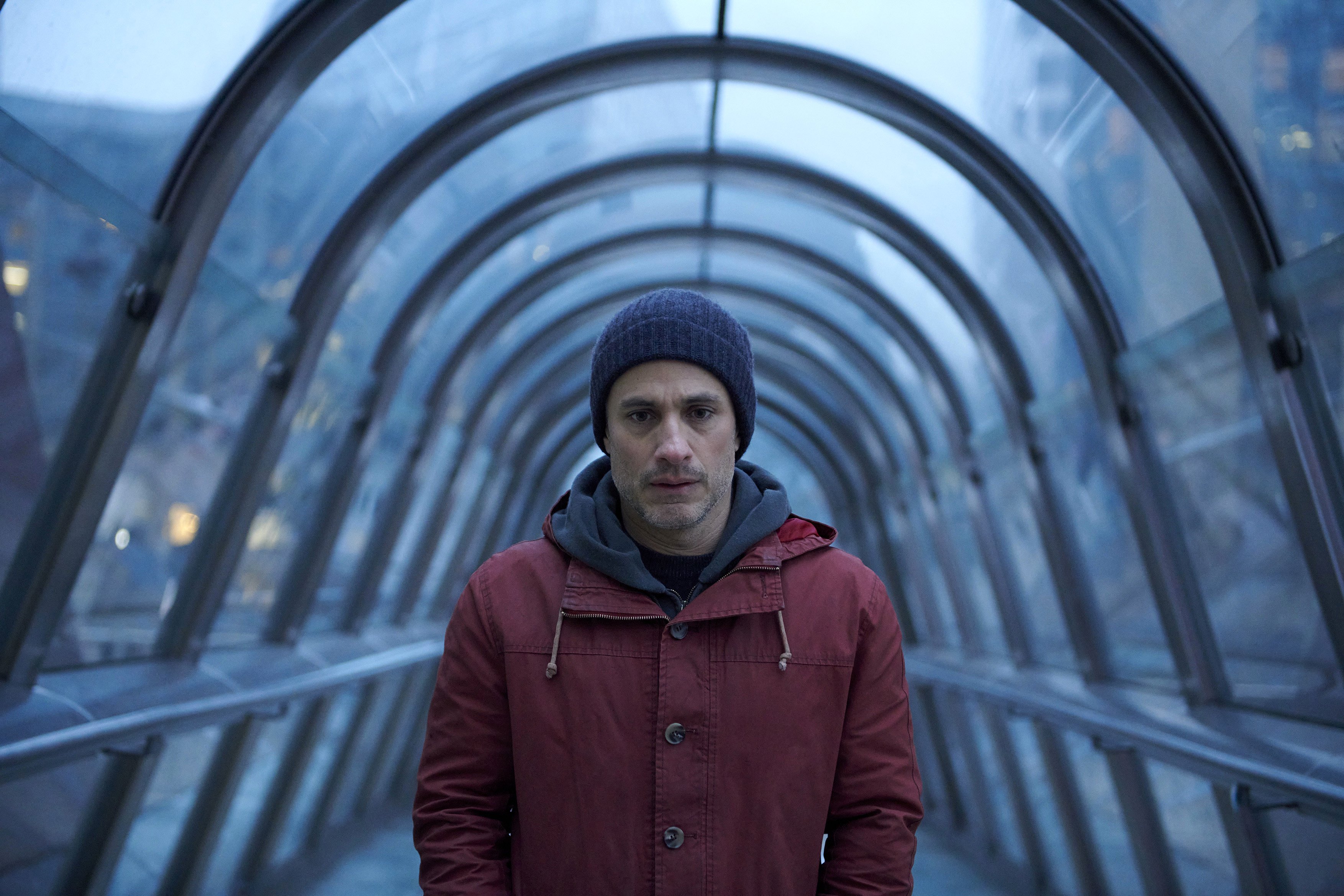 Gael García Bernal in a still from Another End (category to be confirmed). Directed by Piero Messina, the film co-stars Renate Reinsve and Bérénice Bejo. Photo: Matteo Casilli/Indigo Film