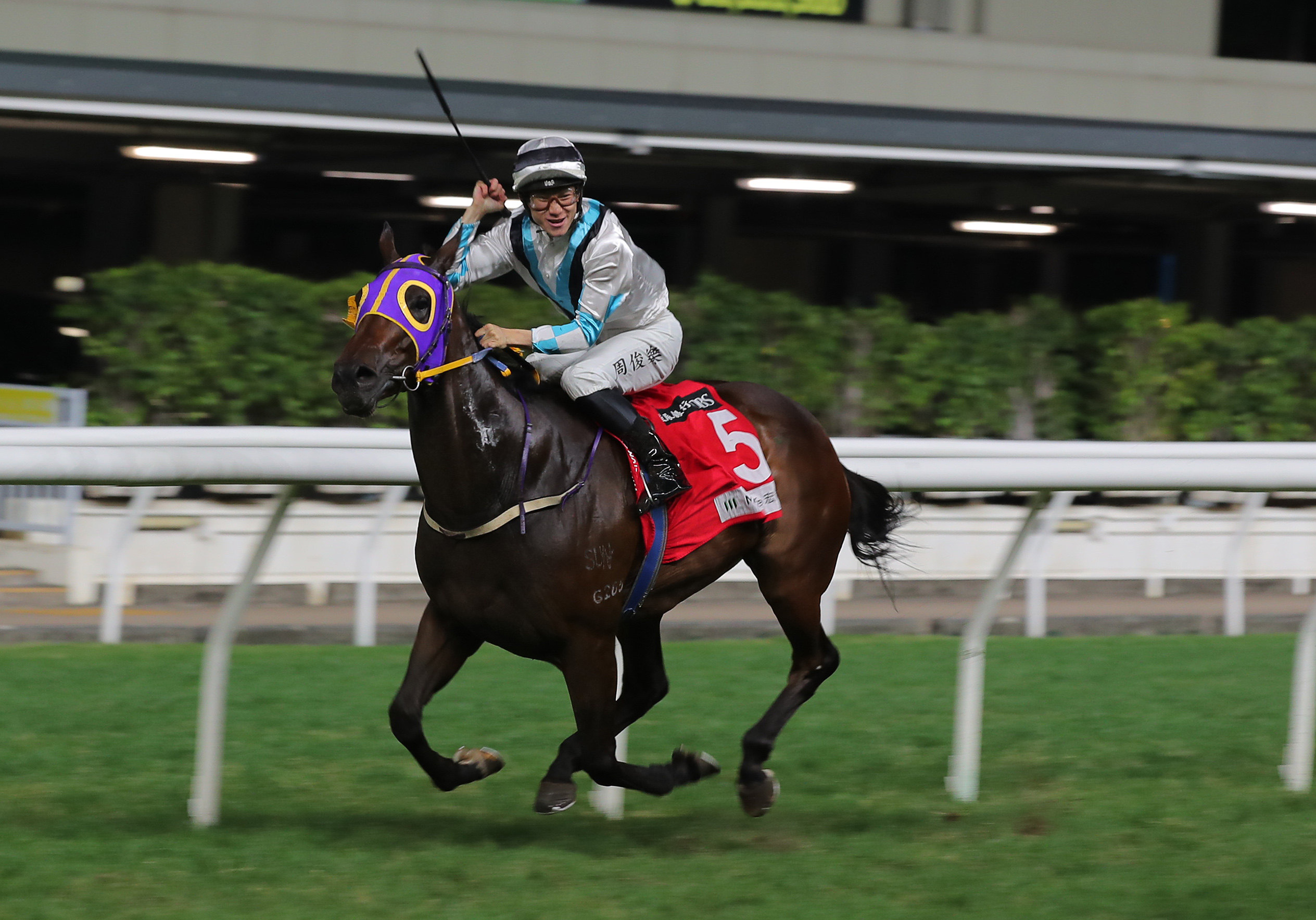 Jerry Chau celebrates as Son Pak Fu salutes at Happy Valley in November. Photo: Kenneth Chan