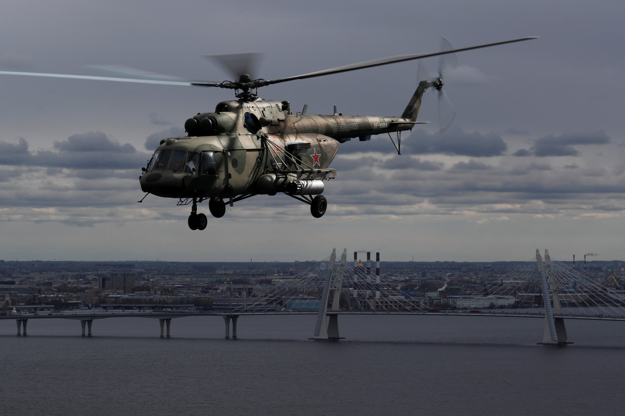 A Russian Mi-8 military helicopter, similar to the one used in the pilot’s defection to Ukraine. Photo: Reuters