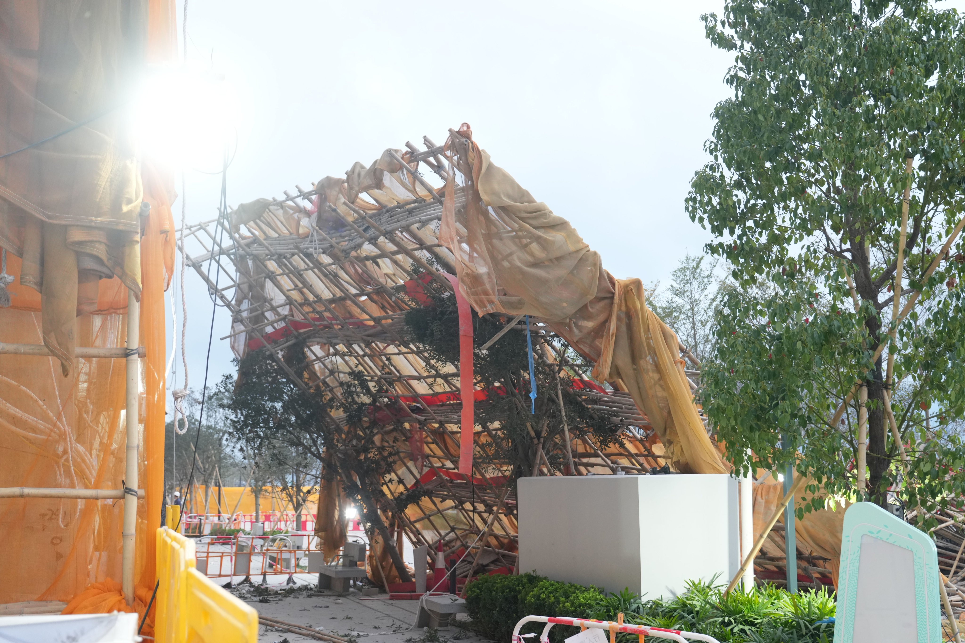 Scaffolding collapsed at a luxury housing development. Photo: Sam Tsang