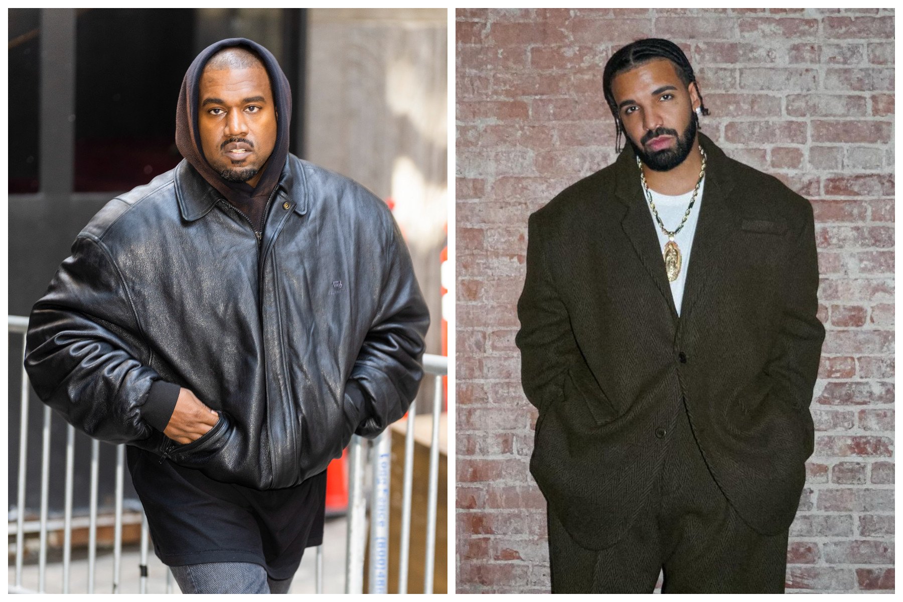 Kanye West and Drake are often feuding, so how do the wealths of the two hip-hop megastars compare? Photos: Getty Images; @champagnepapi/Instagram