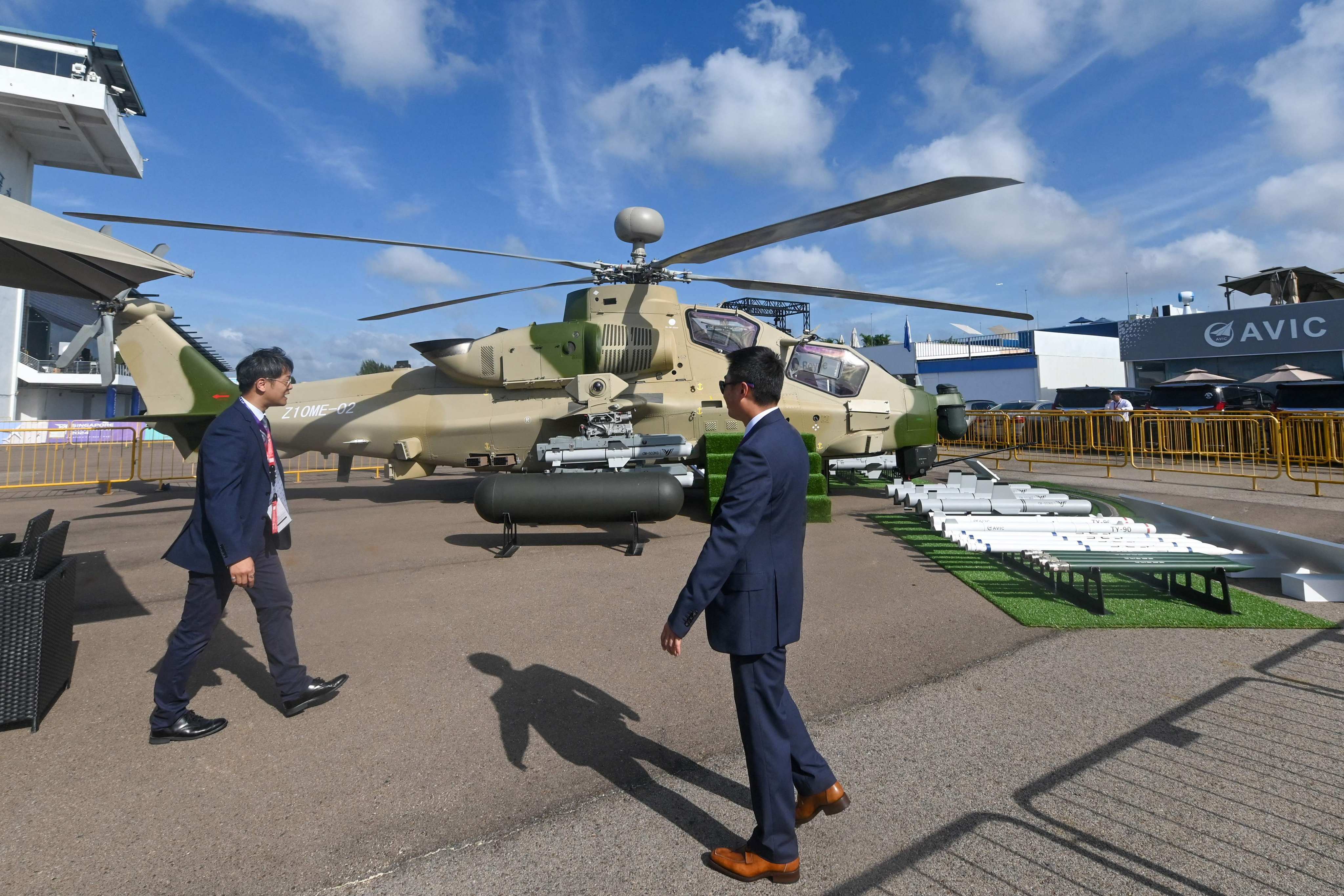 China’s Z-10ME military helicopter in a static display at the Singapore Airshow. Photo: AFP