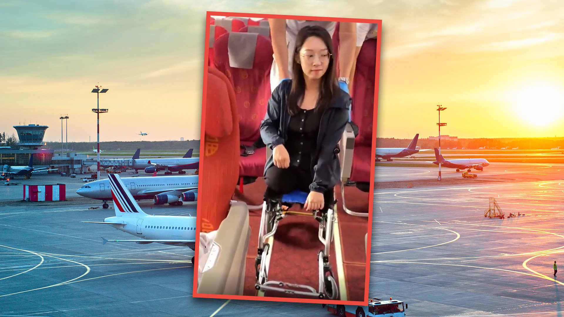 Social media in China has been enraged by the story of a woman with no legs who was barred from boarding a mainland flight with her wheelchair. Photo: SCMP composite/Shutterstock/Weibo