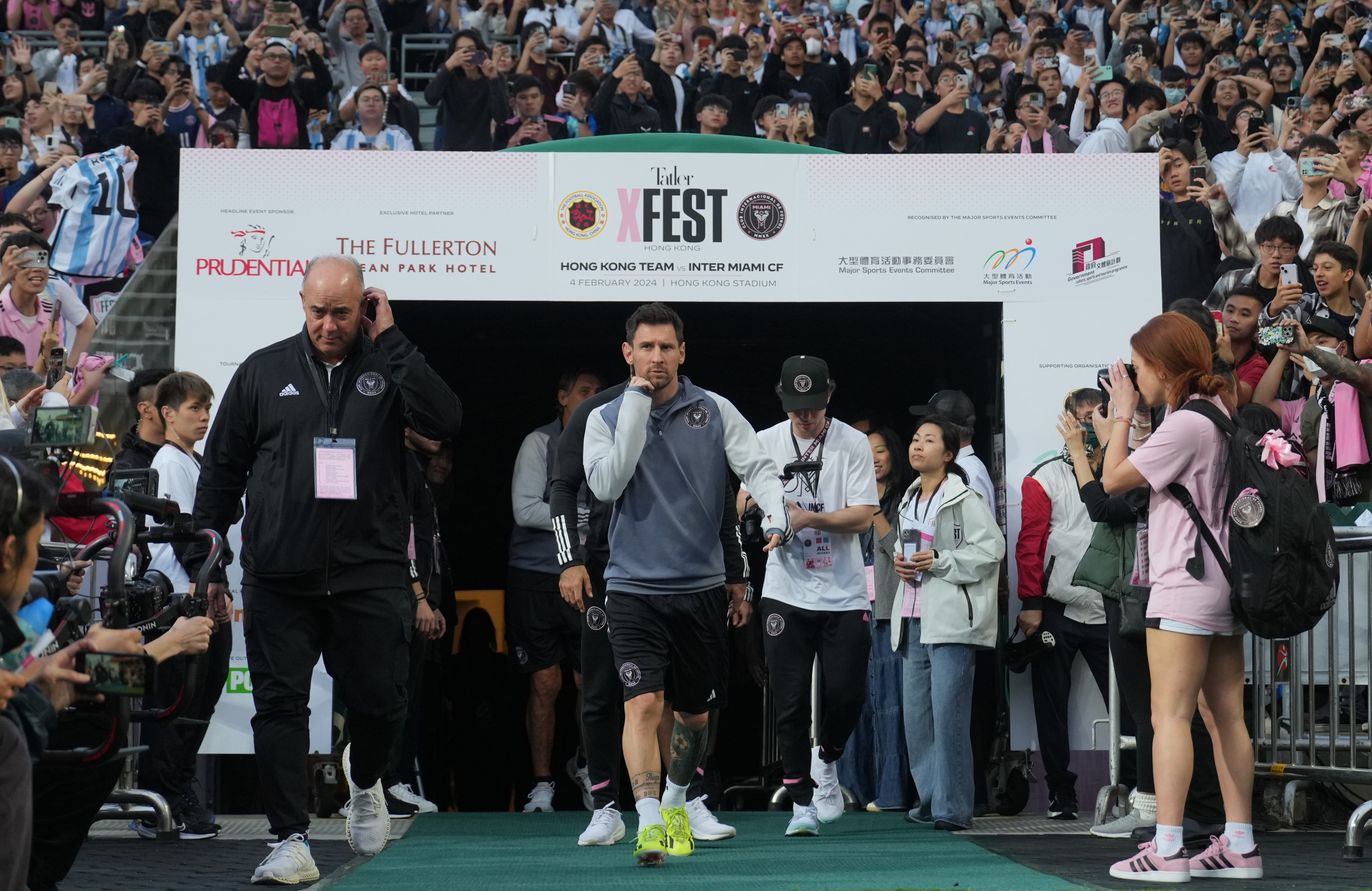 Inter Miami star Lionel Messi takes part in an open training session at Hong Kong Stadium before his controversial no-show for a match against a Hong Kong select. Photo: Sam Tsang