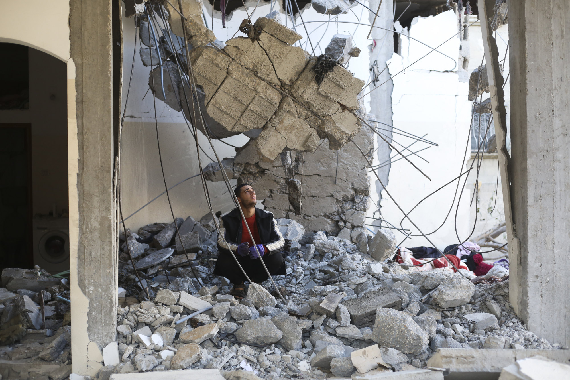 The aftermath of an Israeli strike on a residential building in Rafah, Gaza Strip. Photo: AP