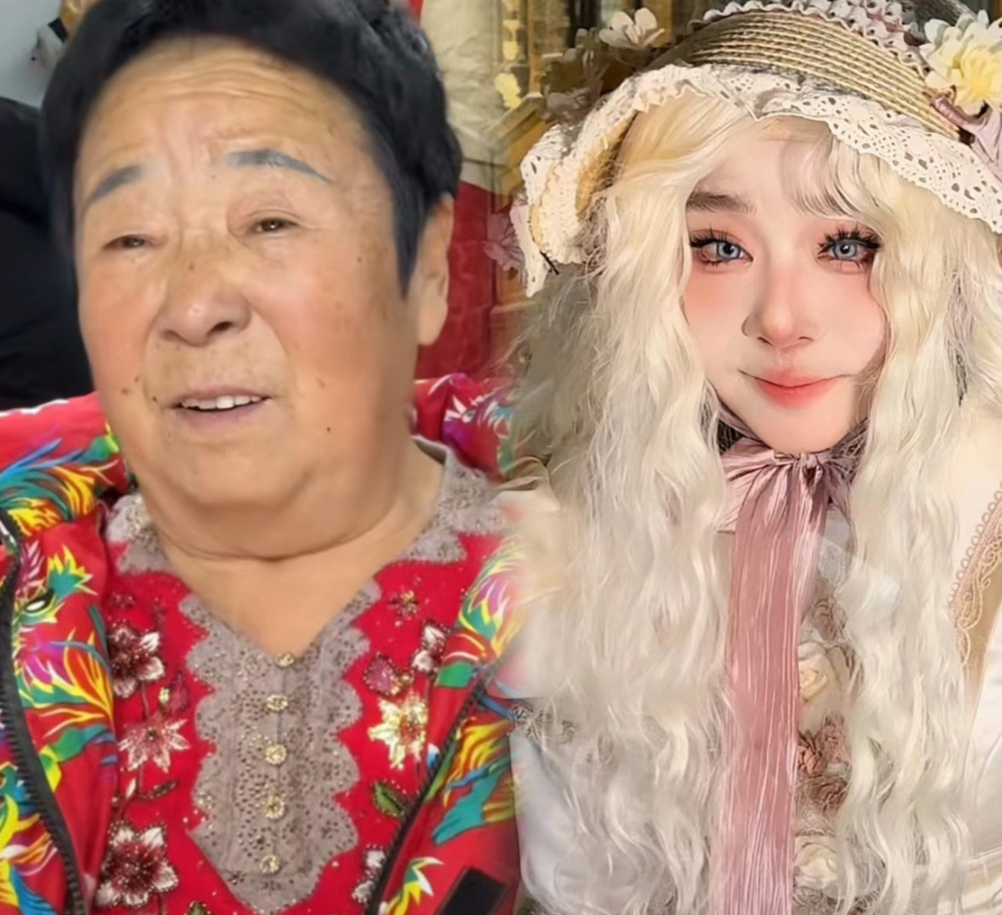Strange but Tuzi: the makeup artist transformed 72-year-old internet celebrity Grandma Tian into a blond and blue-eyed young princess. Photo: Xiaohongshu