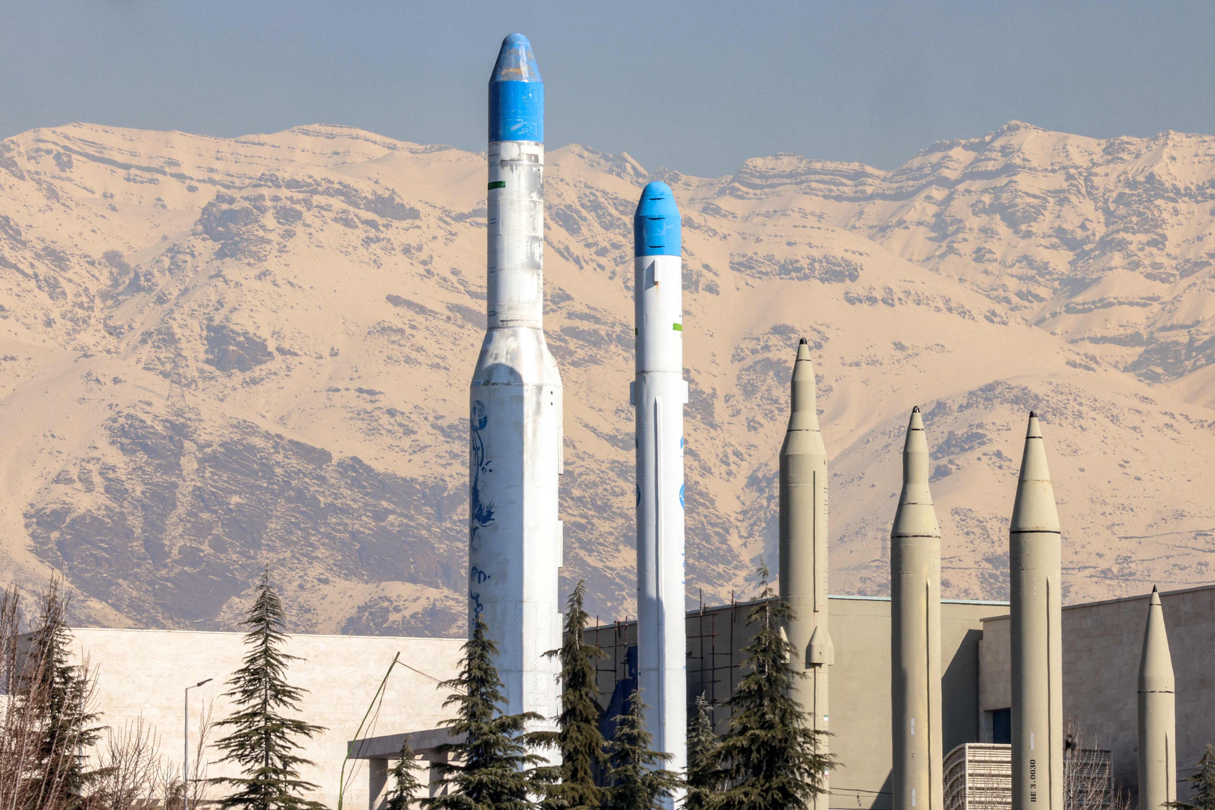 Replicas of Iranian ballistic missiles in Tehran, Iran. Photo: AFP