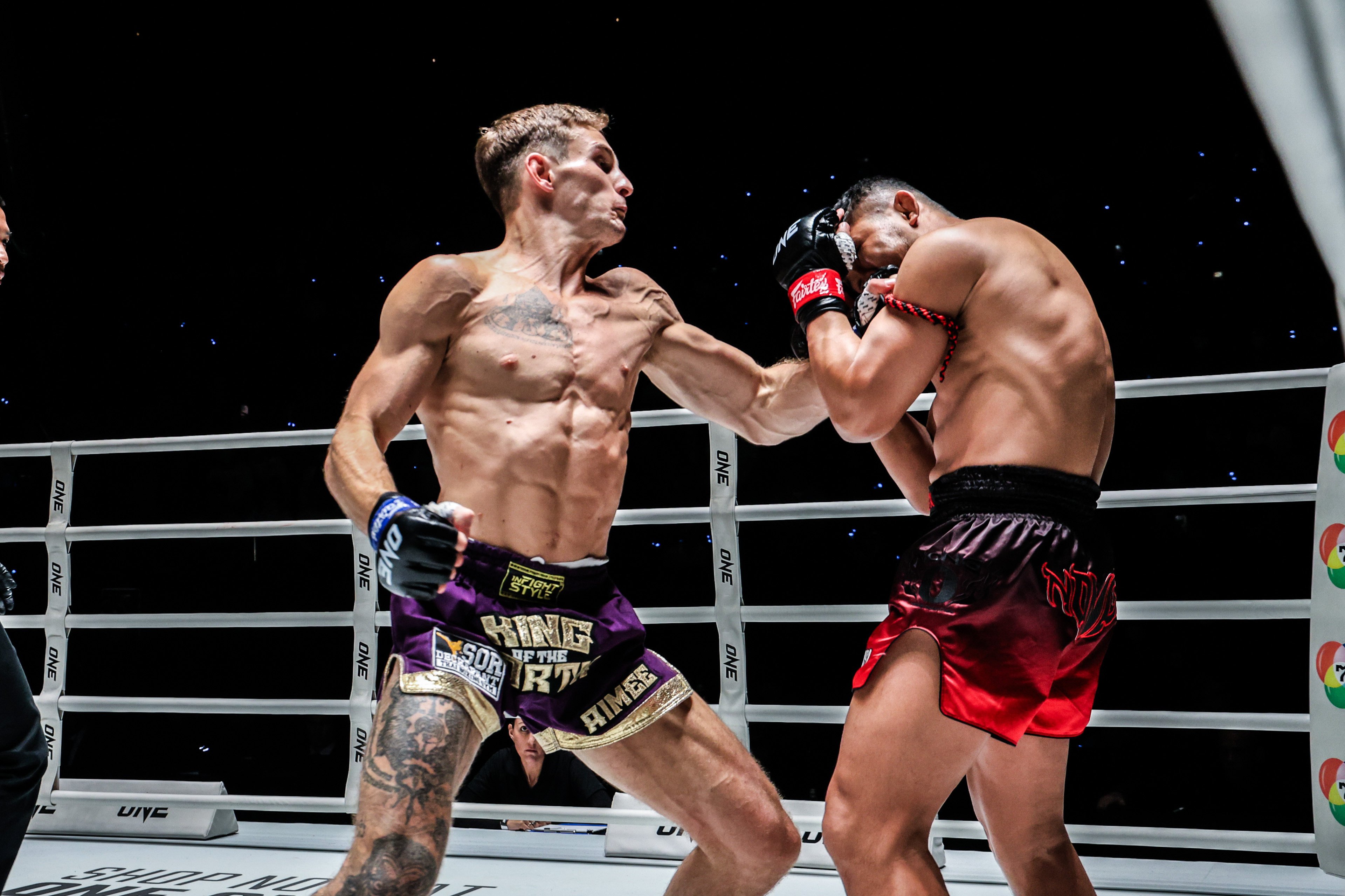 Nico Carrillo punches former bantamweight champion Nong-O Gaiyanghadao. Photo: ONE Championship
