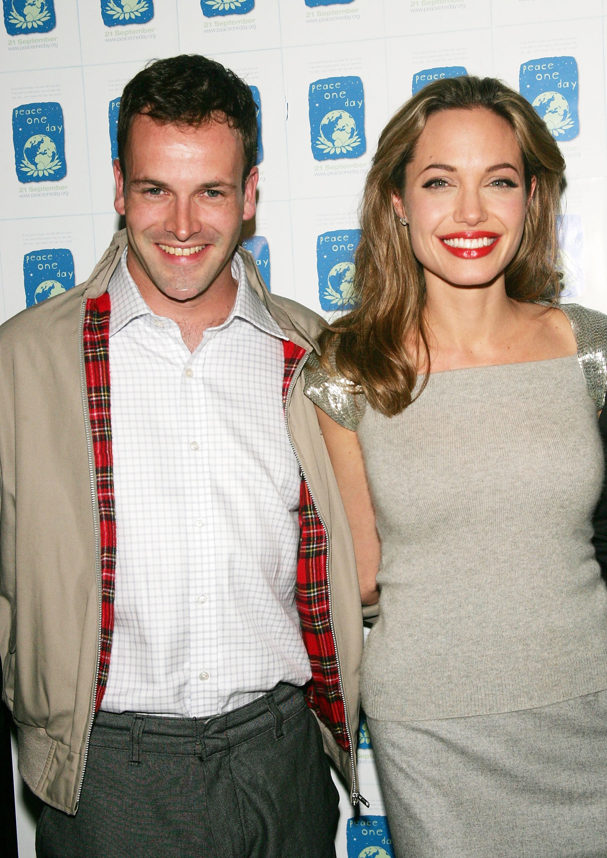 Angelina Jolie and her ex-husband Jonny Lee Miller pictured together in 2005 – the pair have remained good friends. Photo: Getty Images