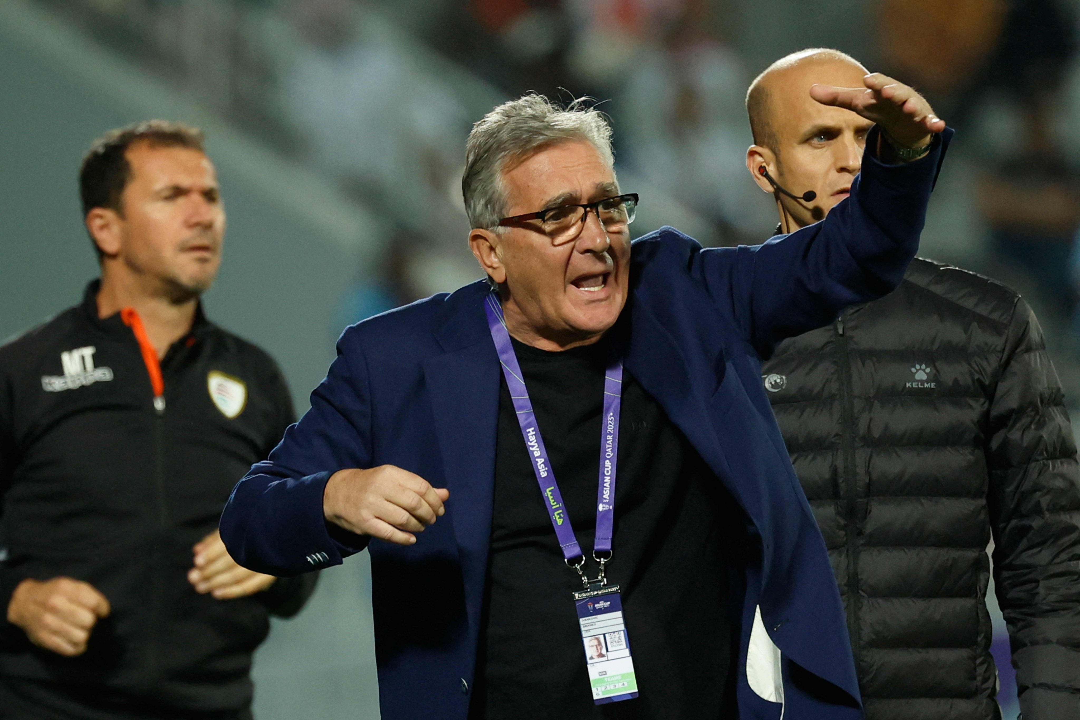 Croatian coach Branko Ivankovic on the sidelines for Oman during the Asian Cup. Photo: AFP