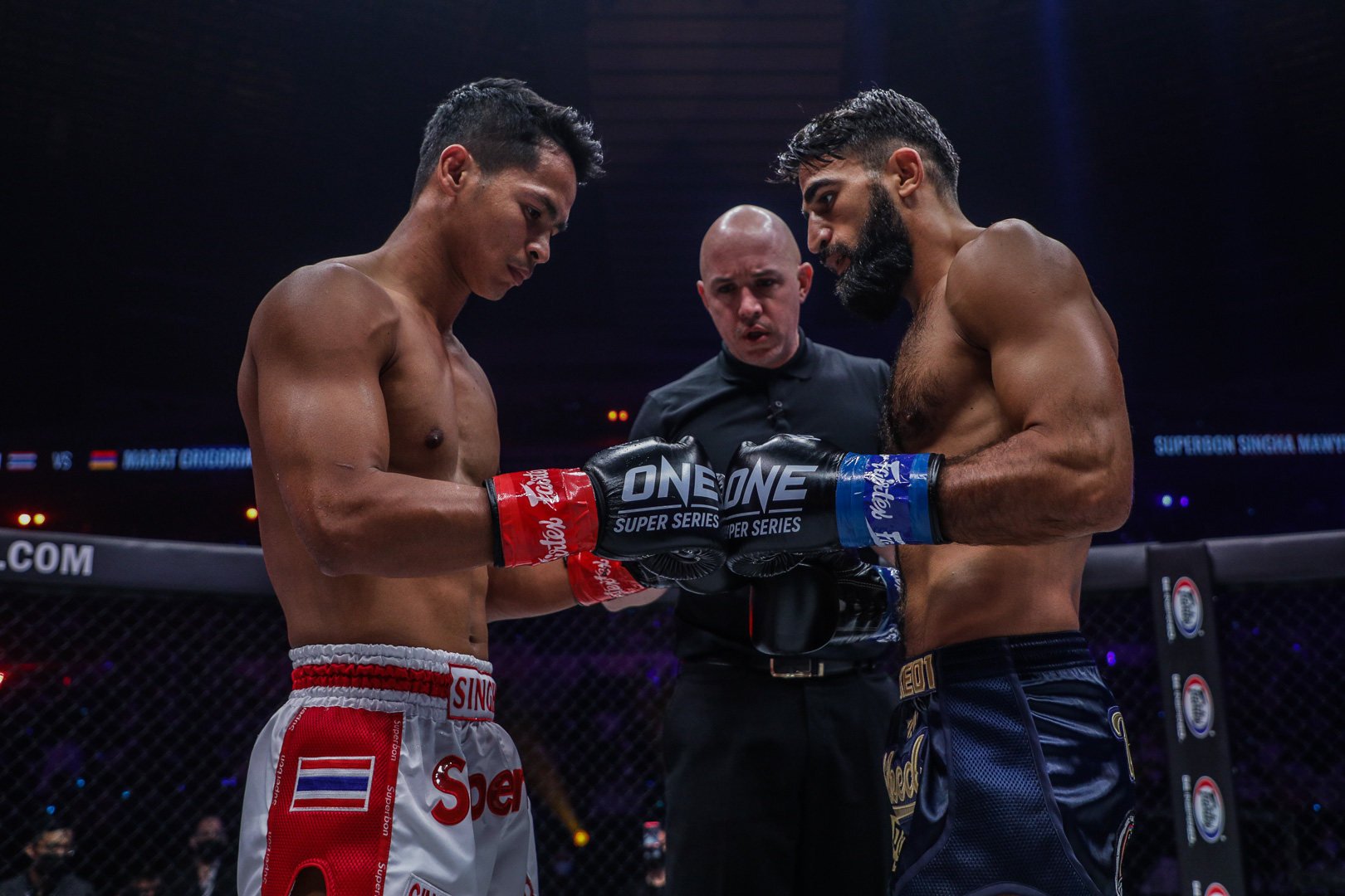 Superbon Singha Mawynn (left) and Marat Grigorian are to meet again in April. Photo: ONE Championship
