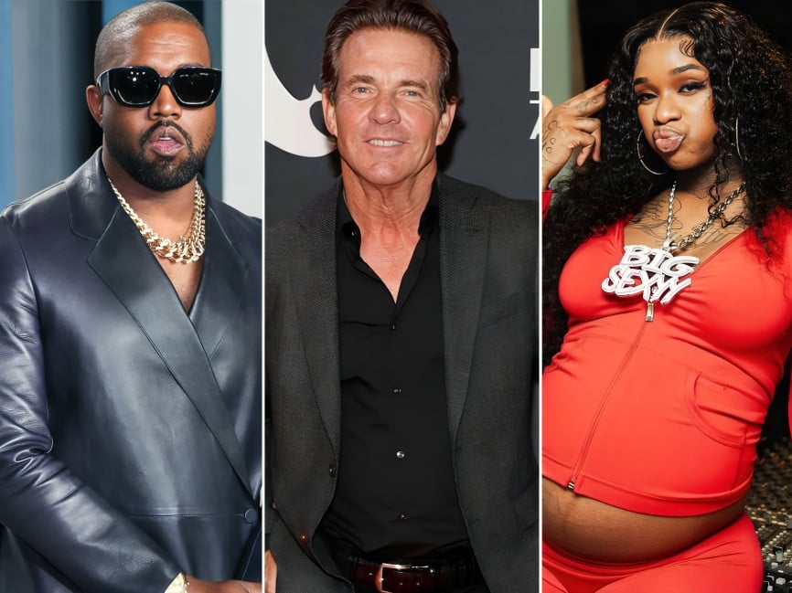 Ye, Dennis Quaid and Sexyy Red have all expressed support for presidential hopeful Donald Trump. Photos: @sexyyred, @dennisquaid/Instagram; AFP