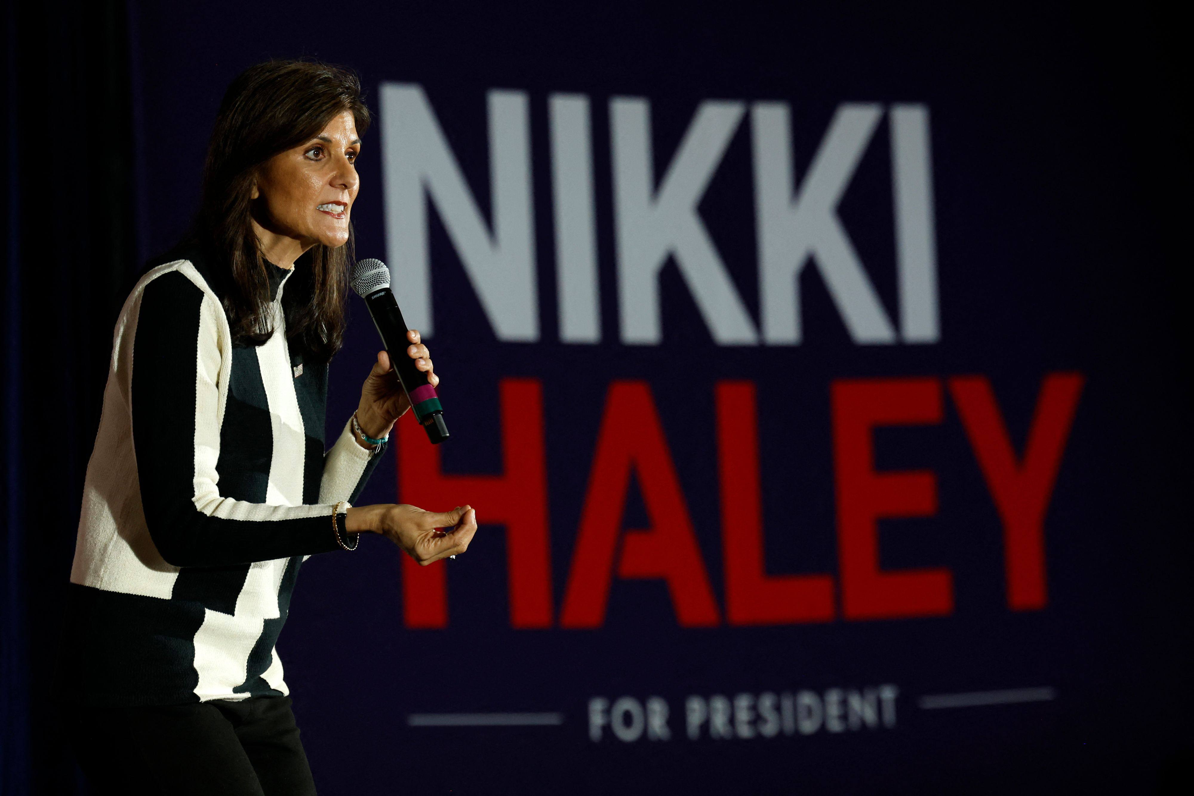 Nikki Haley speaking at a campaign rally in Troy, Michigan. Photo: AFP