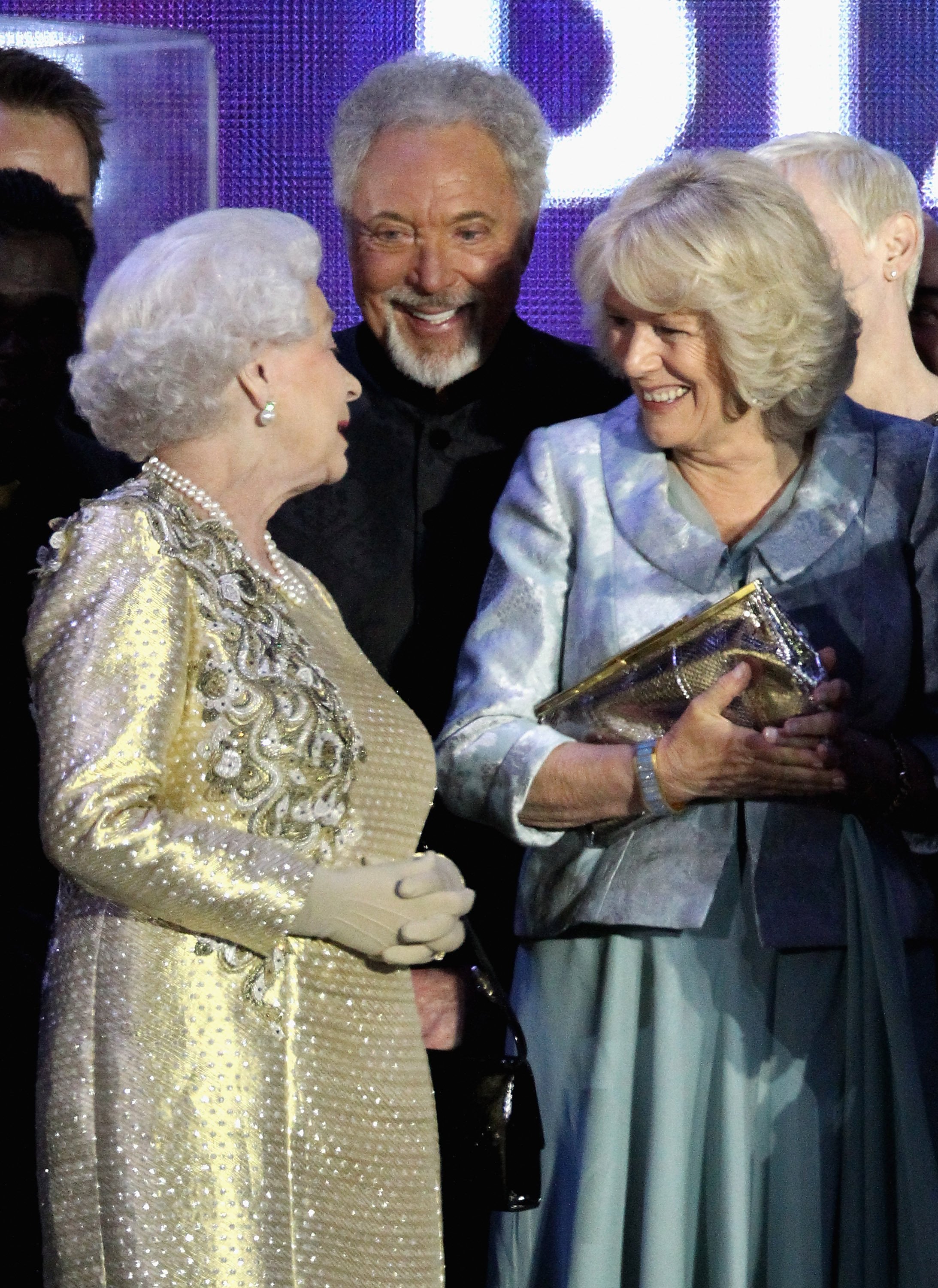 Queen Elizabeth, Jones and the then-Duchess of Cornwall during the Diamond Jubilee concert at Buckingham Palace in 2012 in London, England. Photo: Getty Images