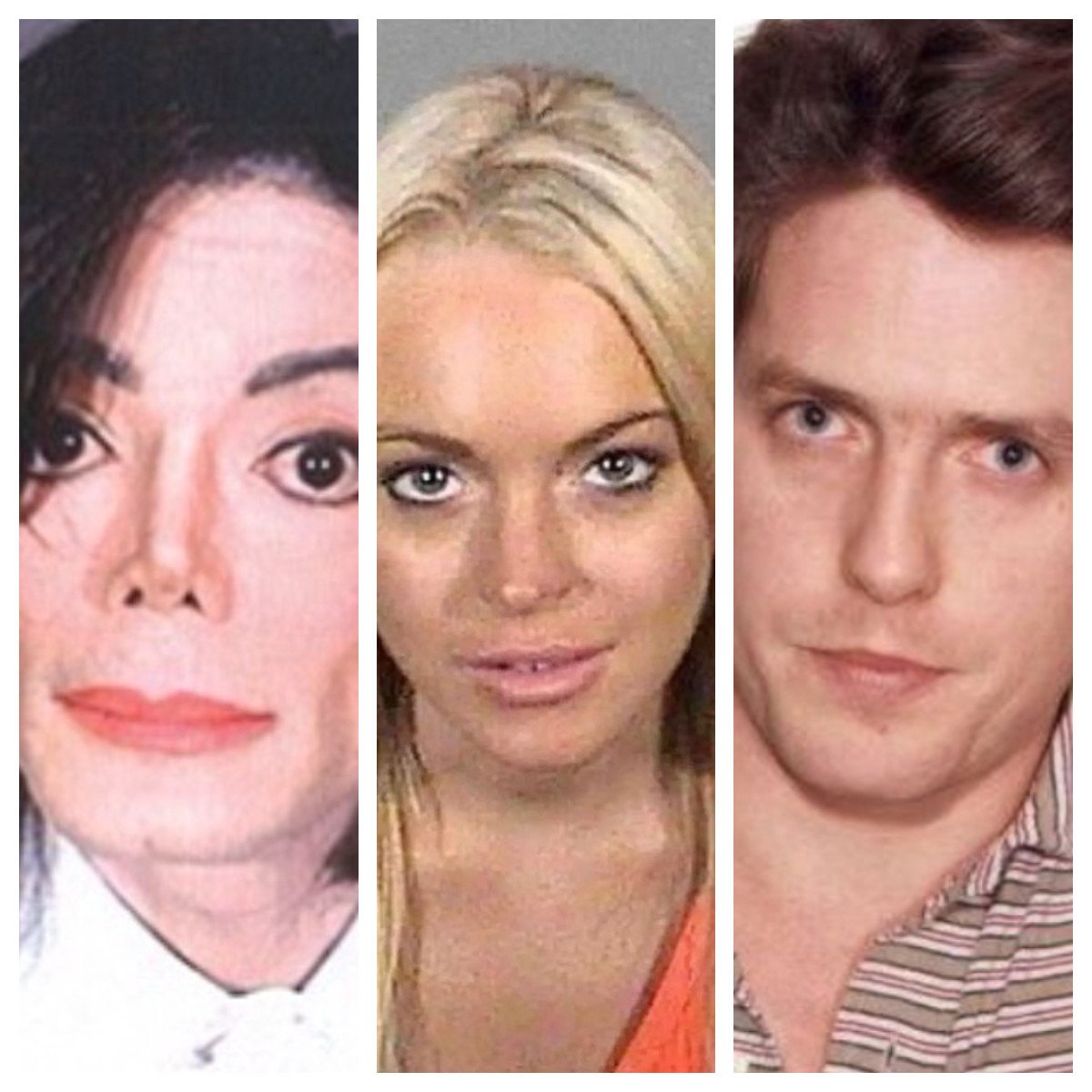 Michael Jackson, Lindsay Lohan and Hugh Grant all got arrested at one point or another. Photos: @celeb_mugshots, @borninfluenced, @photos.from.history/Instagram