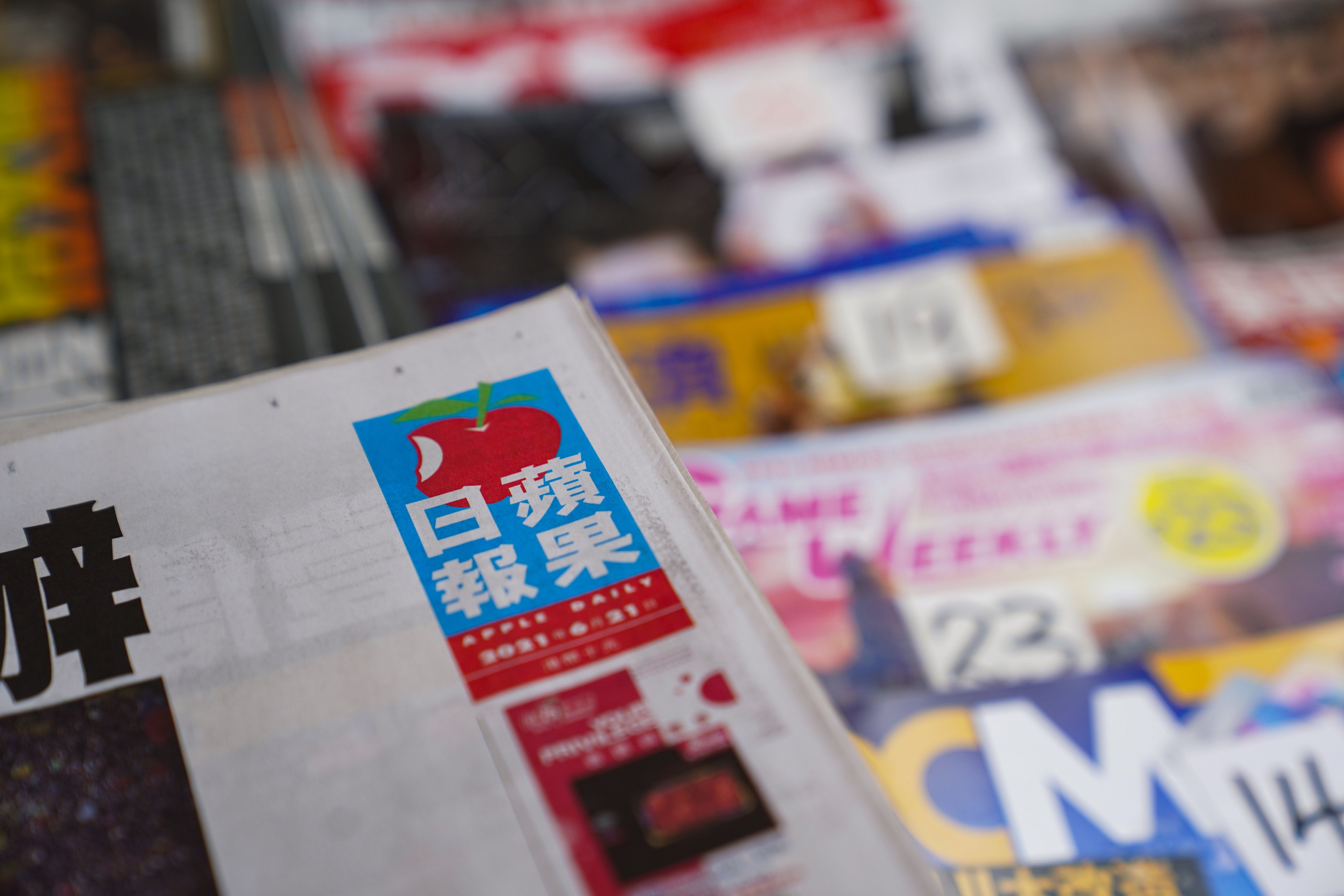 Apple Daily sold in a Mong Kok newsstand in 2021. Prosecutors accused media tycoon Jimmy Lai of using the tabloid to instigate public hatred towards authorities. Photo: Sam Tsang
