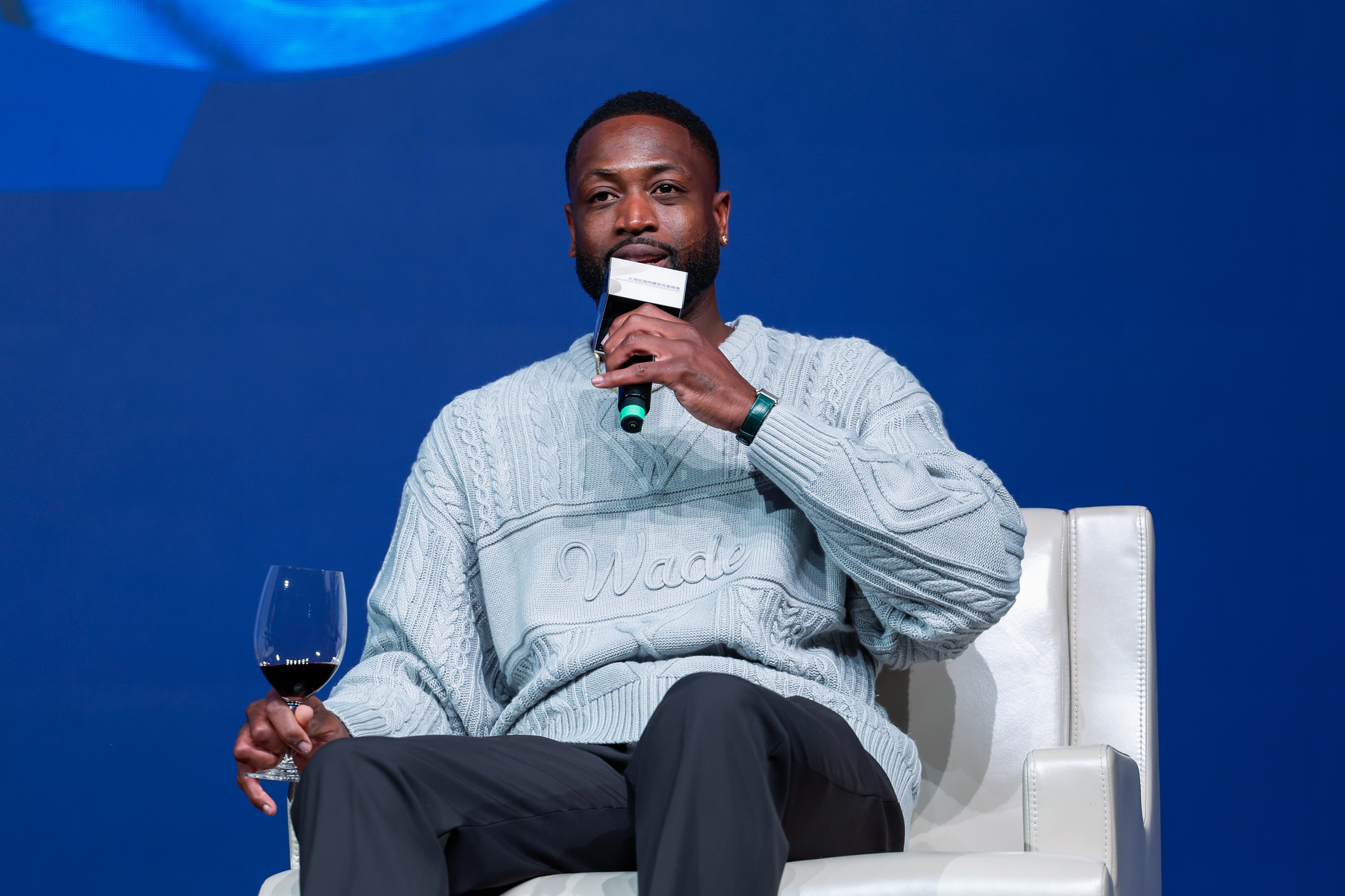 Dwyane Wade speaks during a panel discussion at the GBA International Sports Business Summit. Photo: Handout